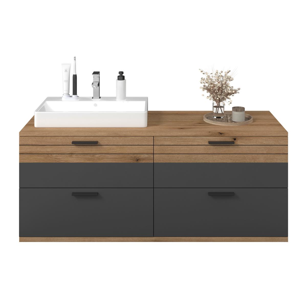 Waschbeckenunterschrank Cotia Cotlu B: 57 cm Anthrazit - Eichefarben/Anthrazit, MODERN, Keramik/Holzwerkstoff (140/57/48cm) - James Wood