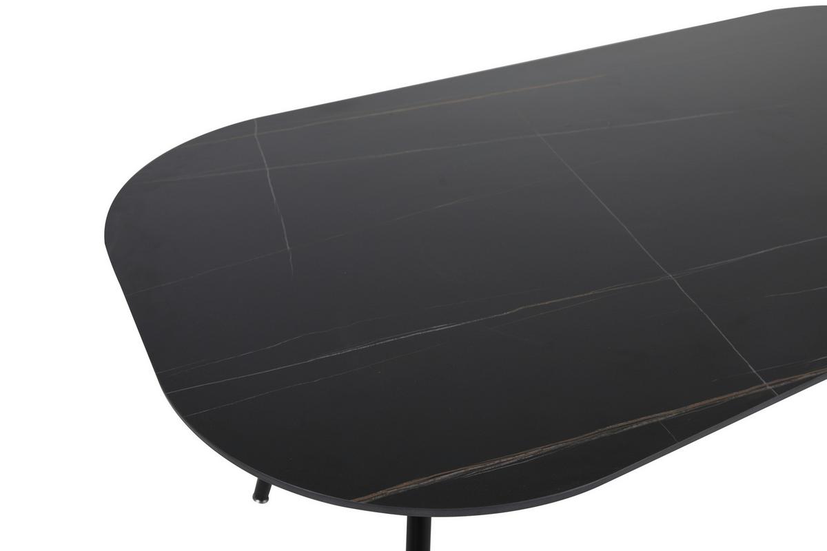 Esstisch 150x90 Sinterstein Schwarz - Schwarz, Design, Stein/Metall (150/90/75cm) - Livetastic