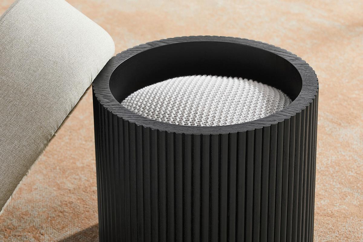 Hocker Grau, Schwarz B: 50cm - Schwarz/Grau, MODERN, Holzwerkstoff/Textil (50/43/50cm) - Livetastic