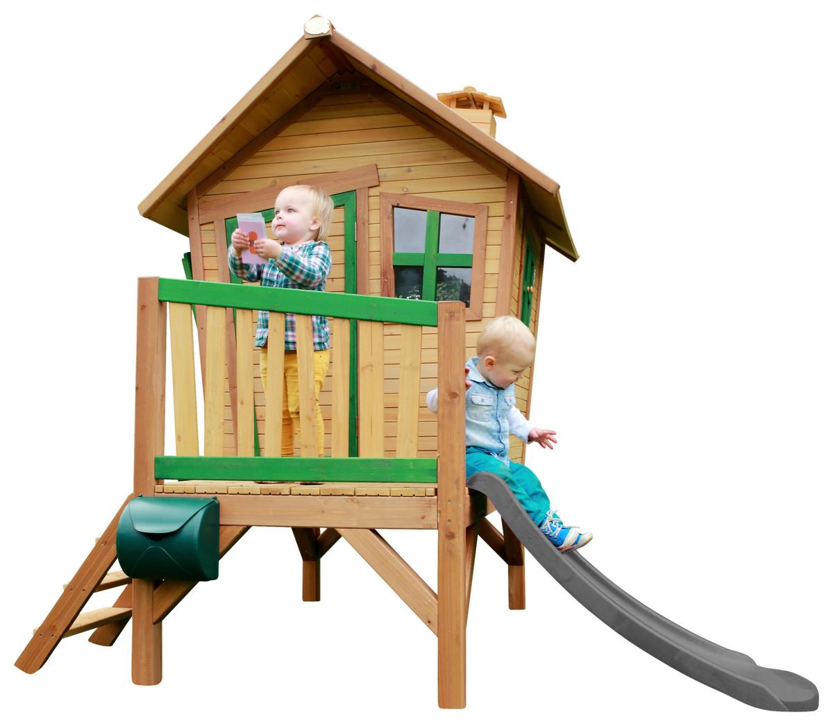 Spielhaus A030.045.80 - Braun/Grau, KONVENTIONELL, Holz/Kunststoff (264/203/177cm) - Ambia Garden