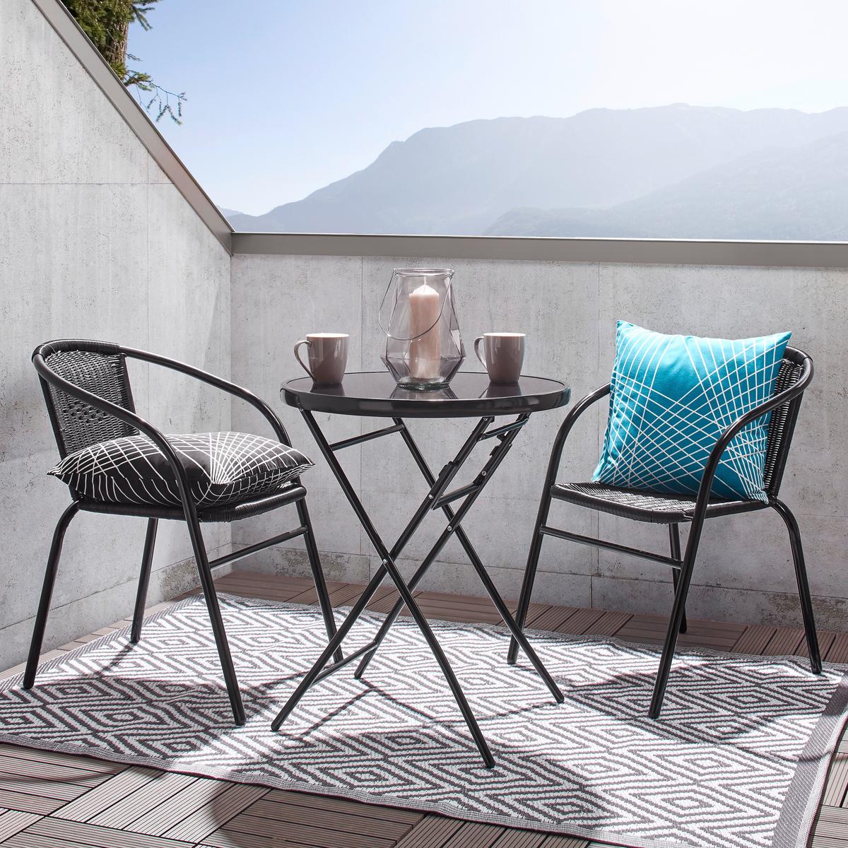 ZÁHRADNÝ STÔL SAM, P/V: 60/70cm - antracitová, kov/plast (60/70cm) - Modern Living