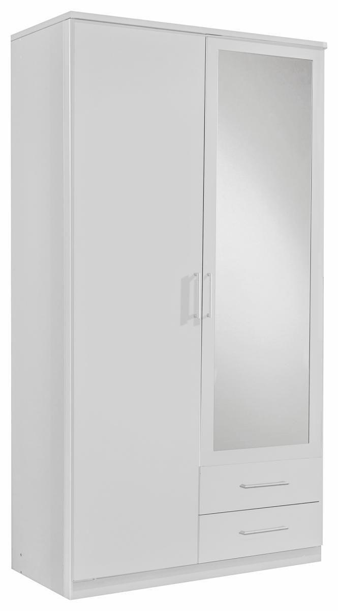 Drehtürenschrank Mit Spiegel 90cm Osaka, Weiß Dekor - Weiß, KONVENTIONELL, Glas/Holzwerkstoff (90/199,5/58cm) - MID.YOU