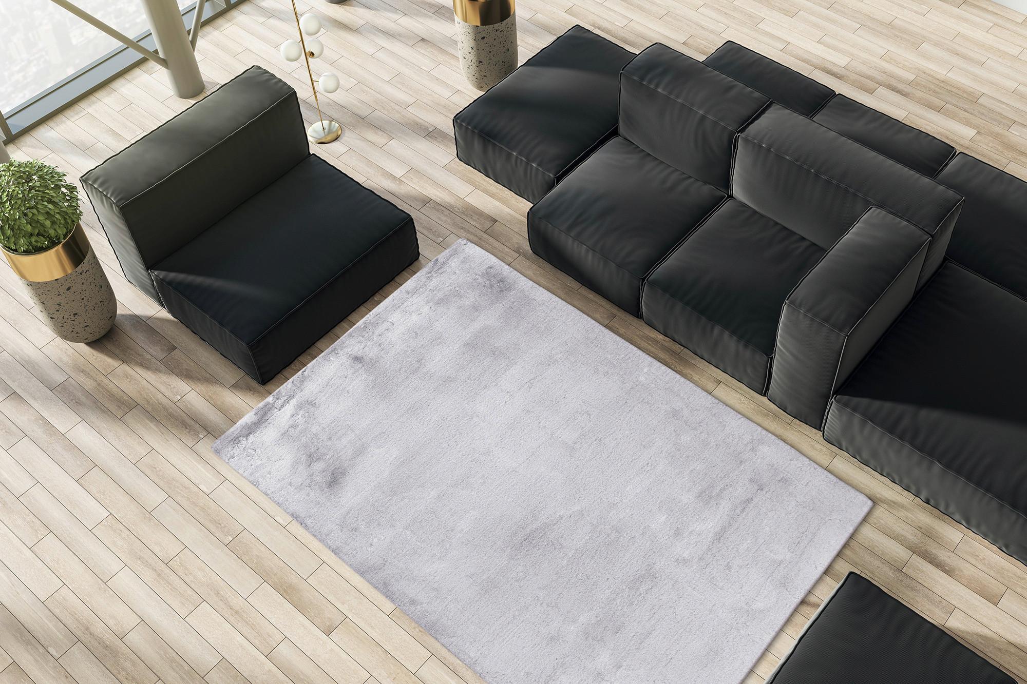 Hochflorteppich Saika 100 - Anthrazit/Weiß, KONVENTIONELL, Textil (80/150cm)