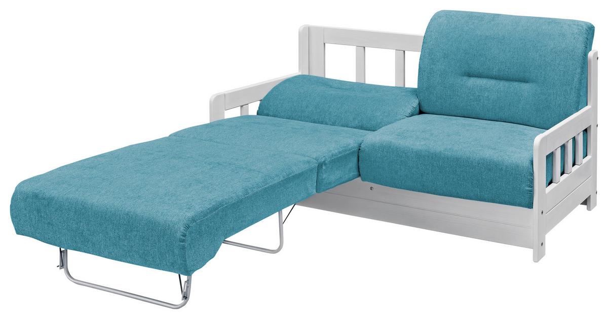 Schlafsofa mit Kiefernholz Korpus Camino, Mikrofaser - Blau/Weiß, LIFESTYLE, Holz/Textil (154/88/90cm) - Livetastic