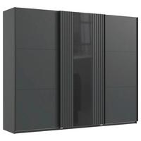 Tolóajtós Szekrény Atlanta 250/216 Cm - grafitszürke/fekete, Modern, faalapú anyag/Üveg (250/216/65cm) - MID.YOU