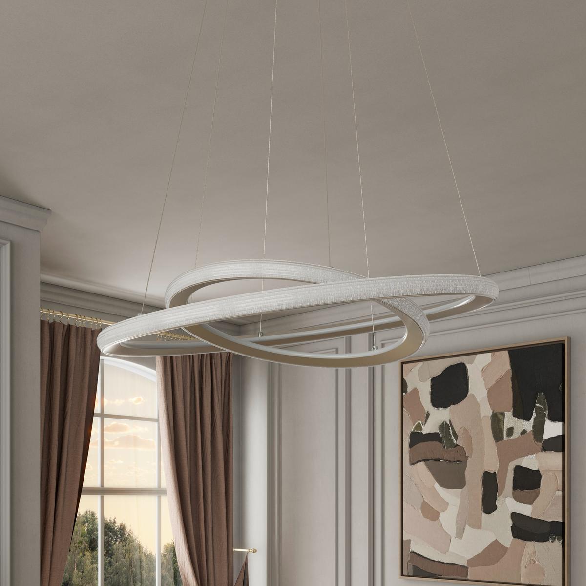 LED-HÄNGELEUCHTE CAPRICE - Champagner, Basics, Kunststoff/Metall (61/120cm) - Luca Bessoni