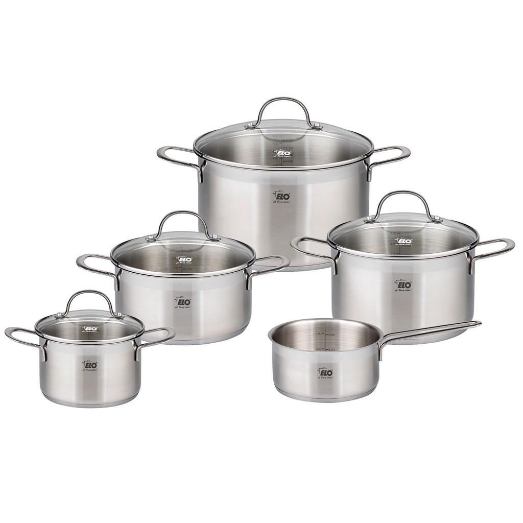 Kochtopfset 5-teilig Edelstahl mit Deckel