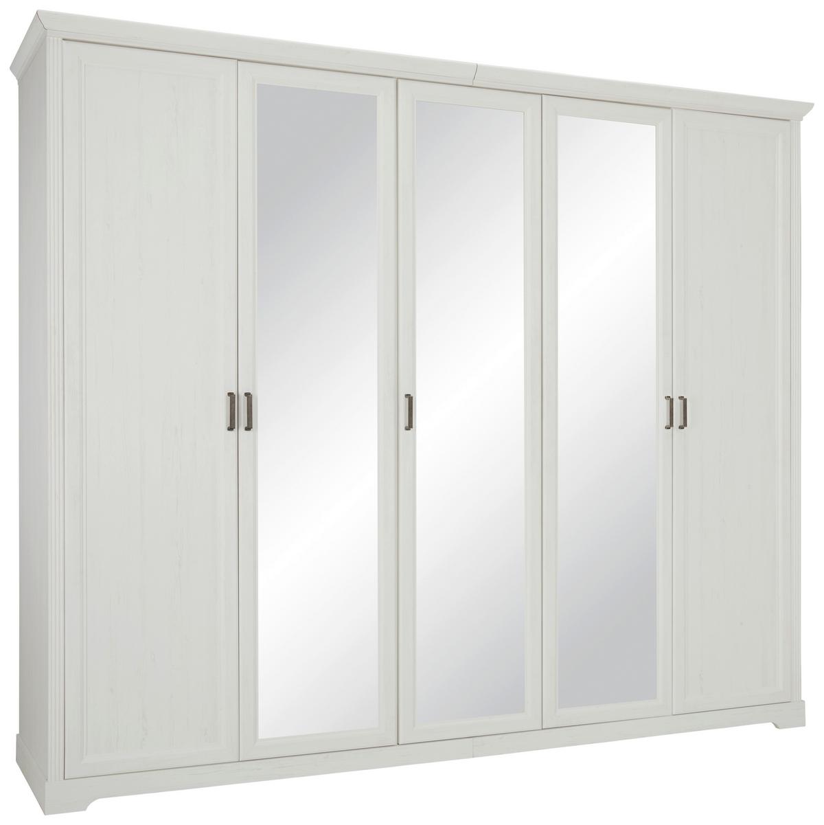 Skriňa biela,š. 264cm - biela/niklová, Romantik / Landhaus, kov/kompozitné drevo (264/220/64cm)