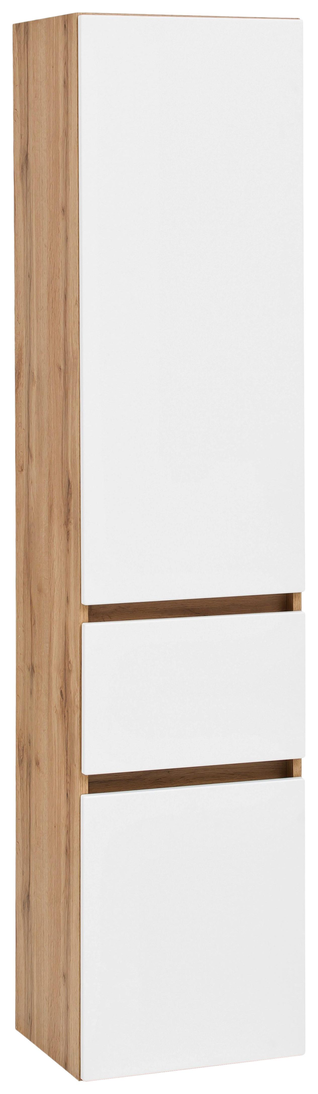 Hochschrank Kopenhagen B: 40 cm Weiß/Eiche Dekor