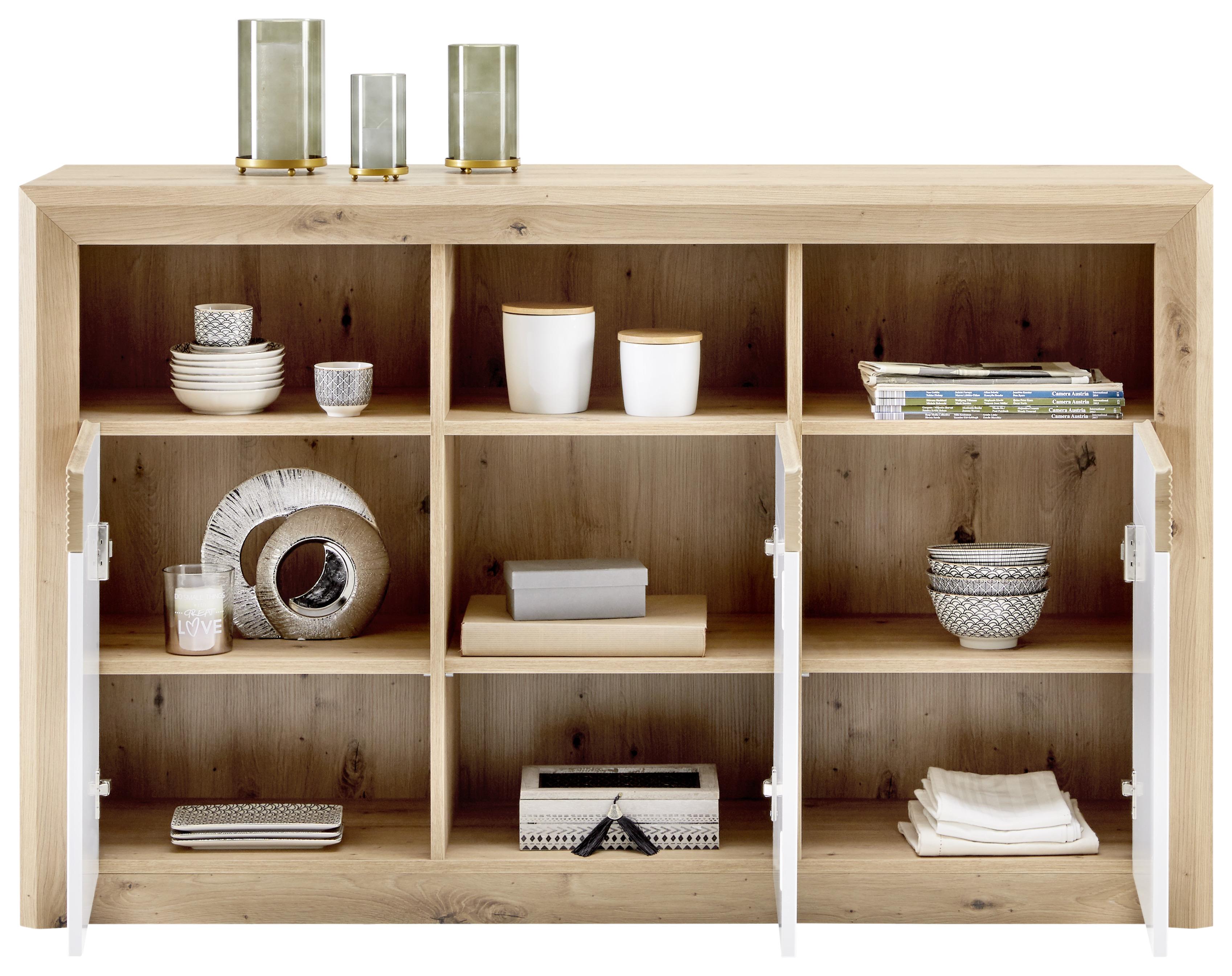 Modernes Sideboard in Weiß und eichefarben