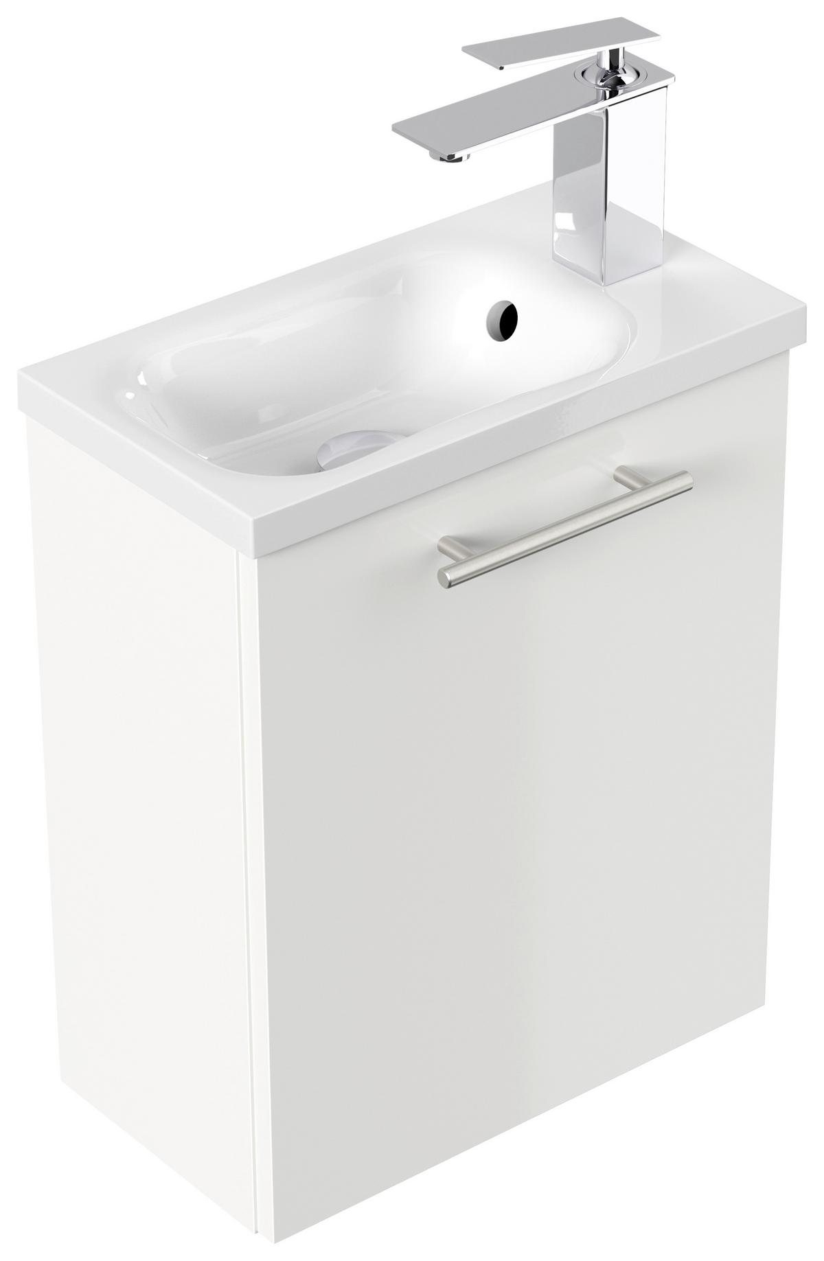 Gästebad Pieni Weiß Hg B: 40 cm - Weiß Hochglanz, MODERN, Holzwerkstoff/Stein (40cm) - MID.YOU