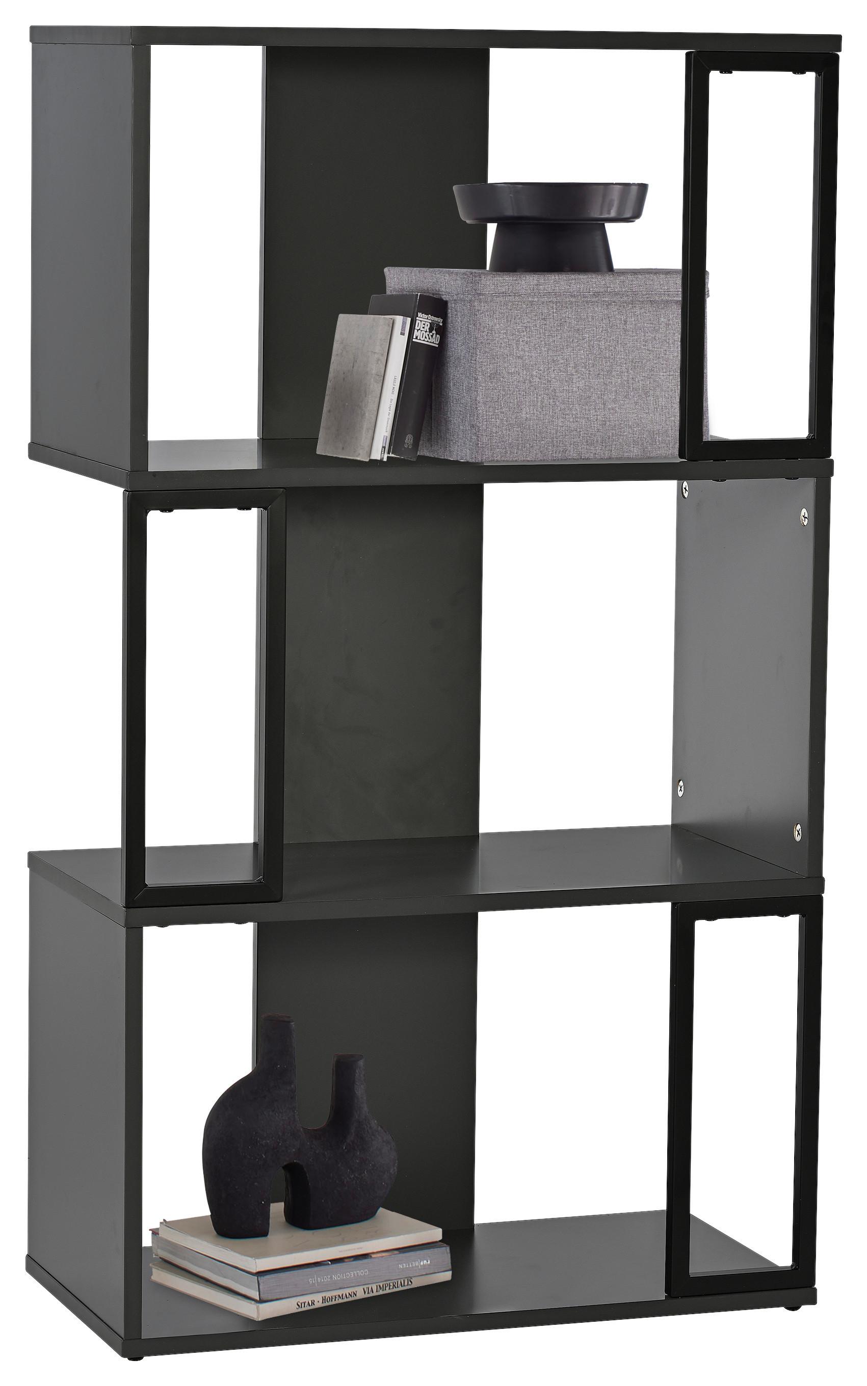 Regál MARBELLA, antracitový, š: 60 cm - černá, Moderní, kov/kompozitní dřevo (60/106/30cm) - Mömax