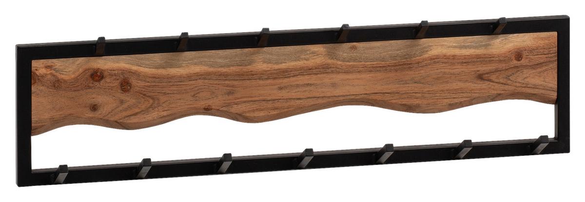 Wandgarderobe Akazie Akazienfarben/schwarz B: 80 Cm - Schwarz/Braun, LIFESTYLE, Holz/Metall (80/20/8cm) - MID.YOU