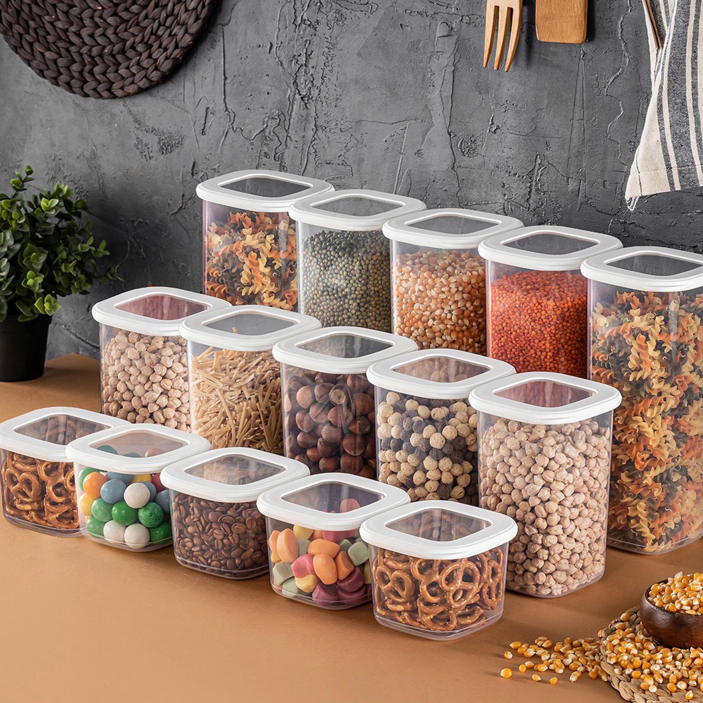 Vorratsdosenset 15-teilig Weiß/Transparent - Transparent/Weiß, Basics, Kunststoff (10/10/9,5cm) - P & B