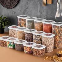 Vorratsdosenset 15-teilig Weiß/Transparent - Transparent/Weiß, Basics, Kunststoff (10/10/9,5cm) - P & B