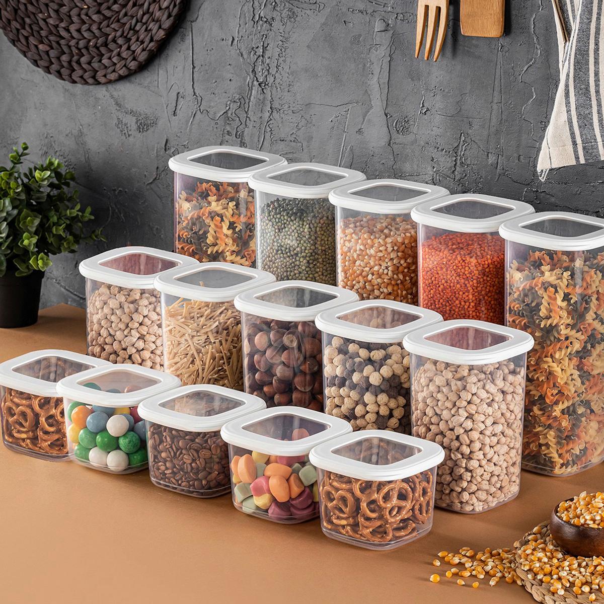 Vorratsdosenset 15-teilig Weiß/Transparent - Transparent/Weiß, Basics, Kunststoff (10/10/9,5cm) - P & B
