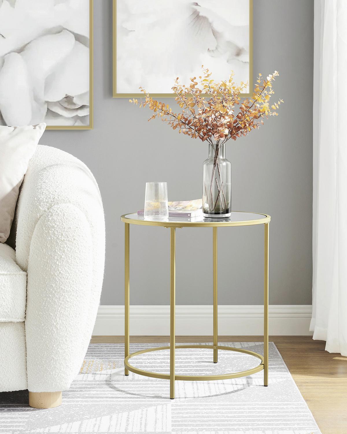 Beistelltisch Mit Glasplatte Goldfarben - Goldfarben, Trend, Glas/Metall (50/50/55cm) - Boxxx