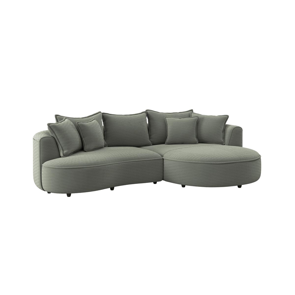 Rohová sedačka LEVI, pravá, zelená, se 7 polštáři - černá/zelená, Moderní, textil/plast (287/168cm)