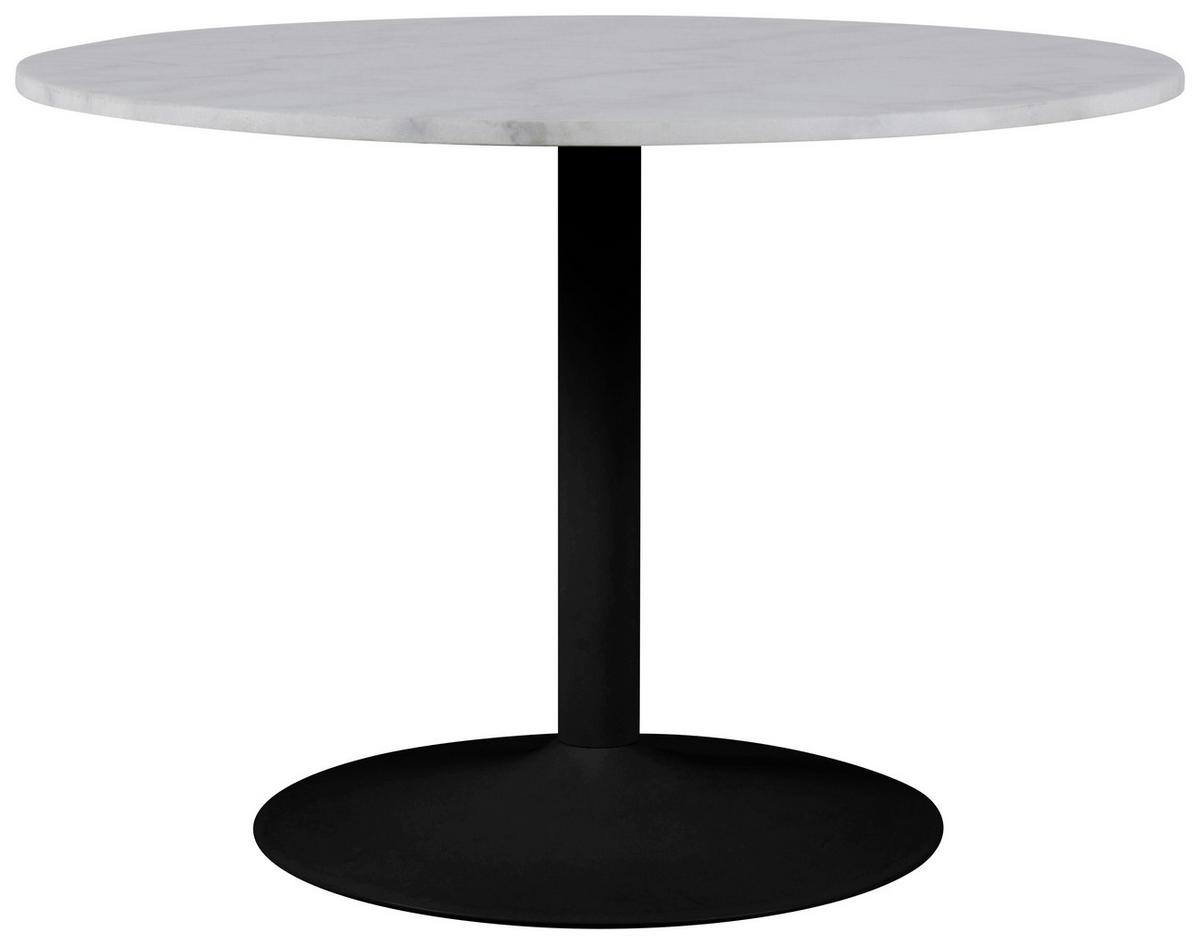 Esstisch Rund Tarifa Ø 110 Cm Marmor Weiß/schwarz - Schwarz/Weiß, Trend, Stein/Metall (110/110/75cm) - Livetastic
