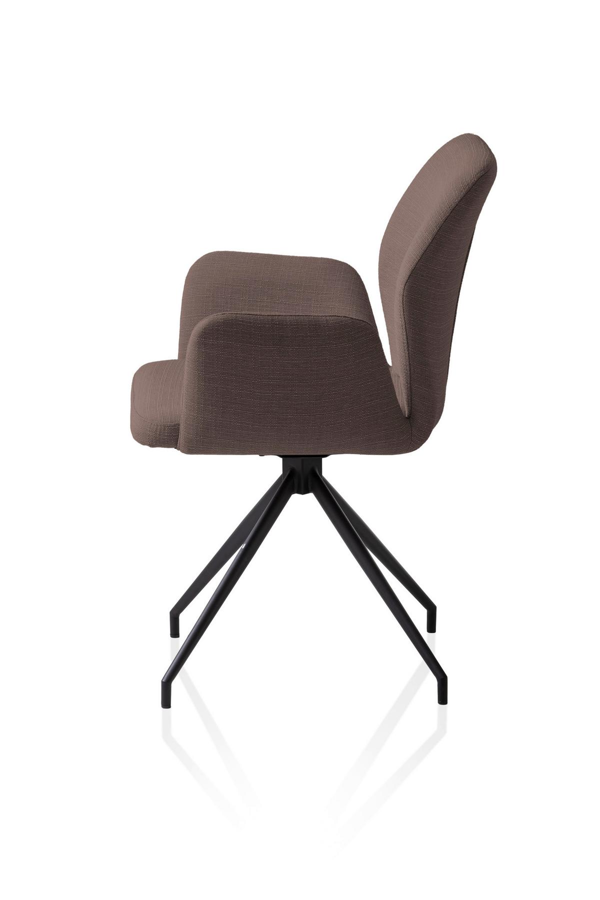 Armlehnstuhl Braun B: 59cm - Schwarz/Braun, MODERN, Textil/Metall (59/88/58cm) - Livetastic