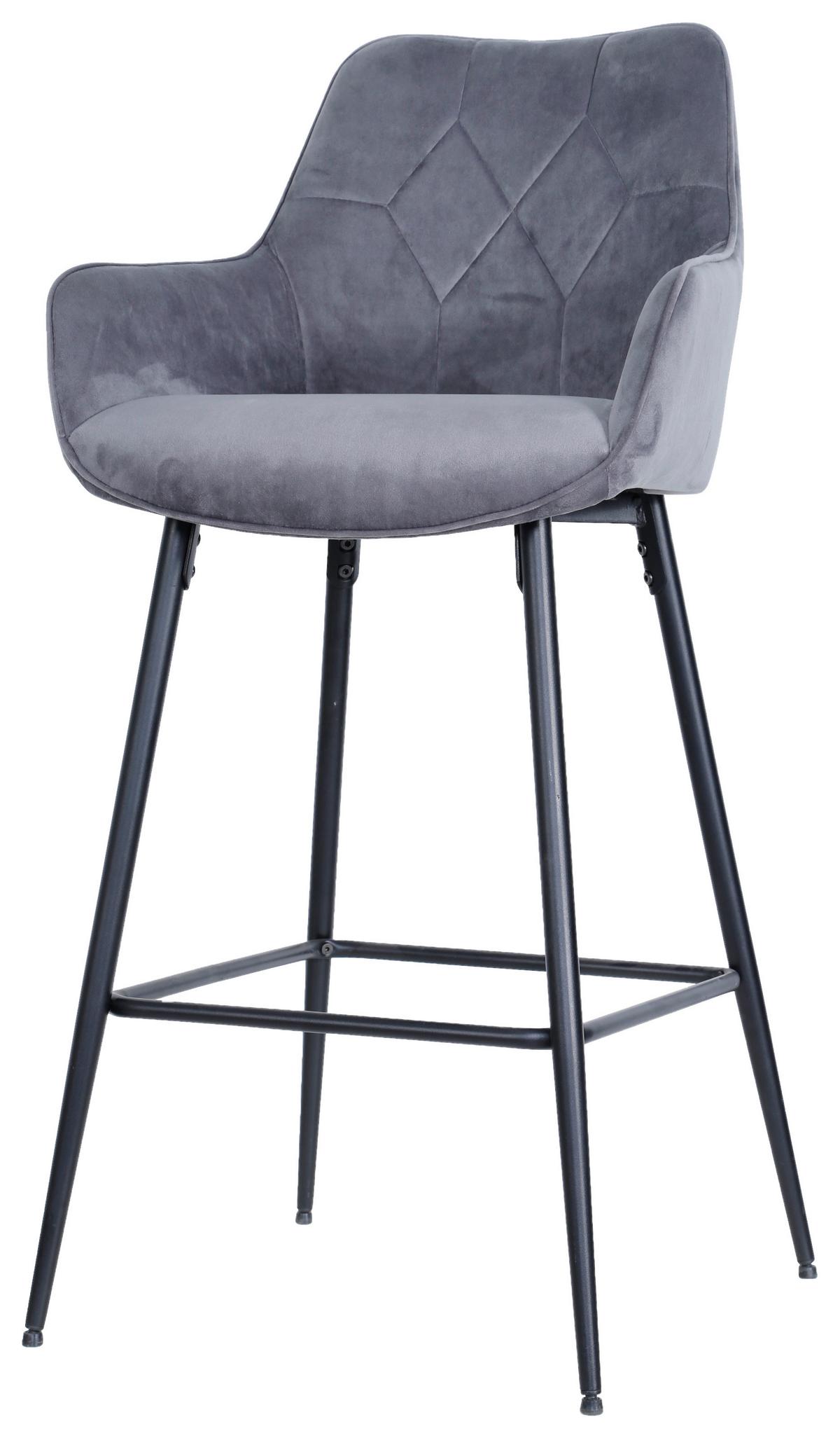 Barhocker Daisy - Schwarz/Grau, MODERN, Holz/Textil (54/109/53cm) - MID.YOU