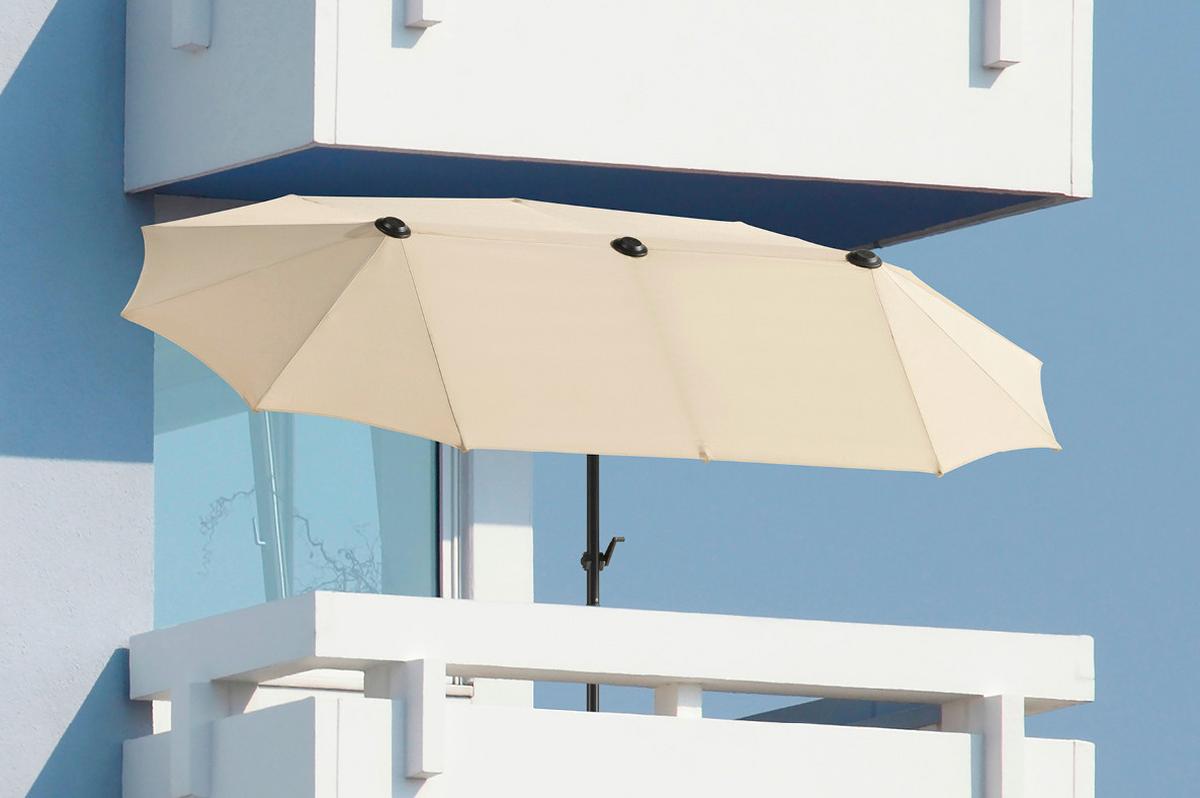 Doppelsonnenschirm Salerno Bxhxt: 300x220x150cm Naturfarben - Anthrazit/Naturfarben, Basics, Textil/Metall (300/220/150cm) - Schneider