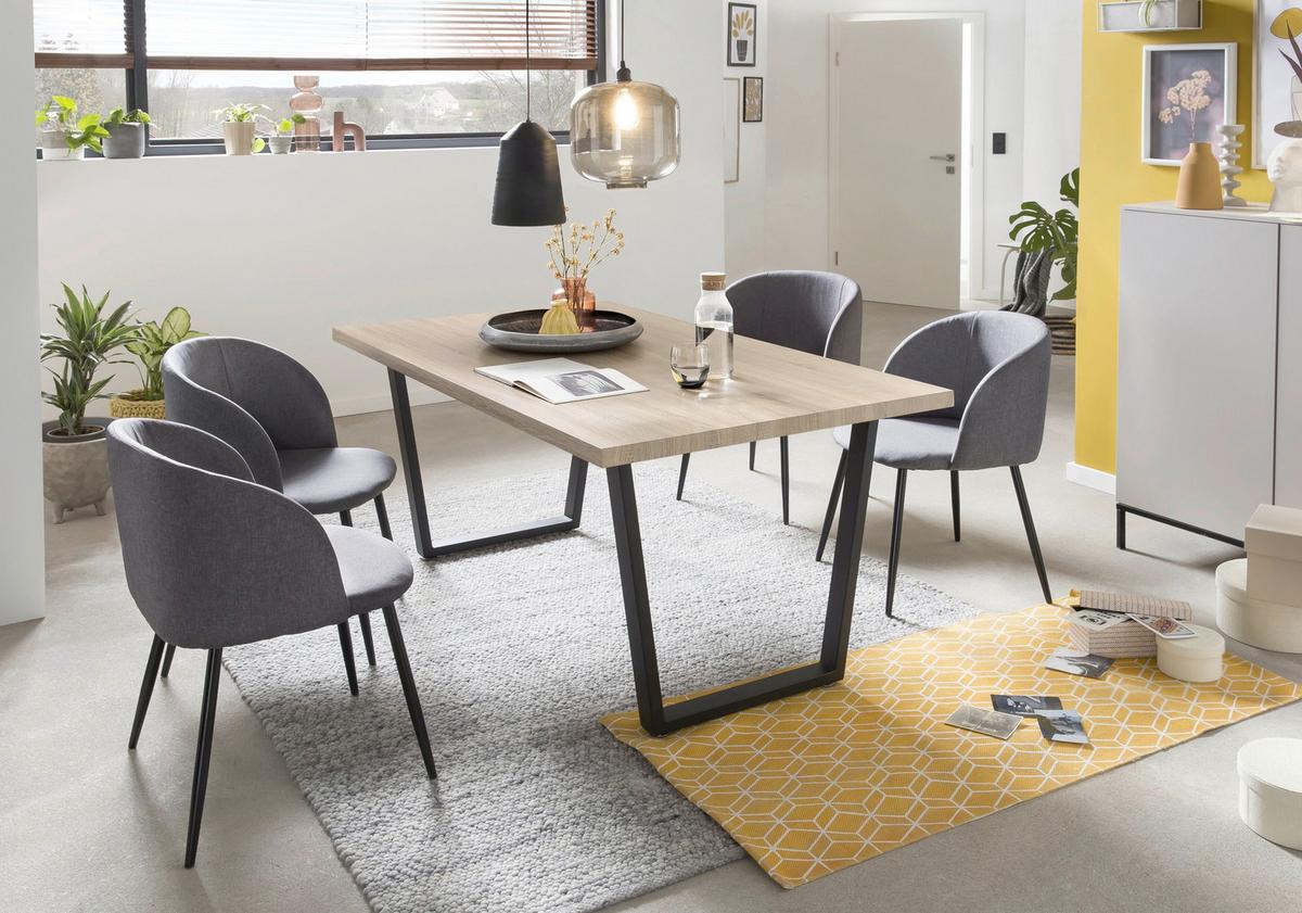 Esstisch Schwarz, Naturfarben L: 160cm - Schwarz/Naturfarben, Design, Holzwerkstoff/Metall (160/90/75cm) - Livetastic