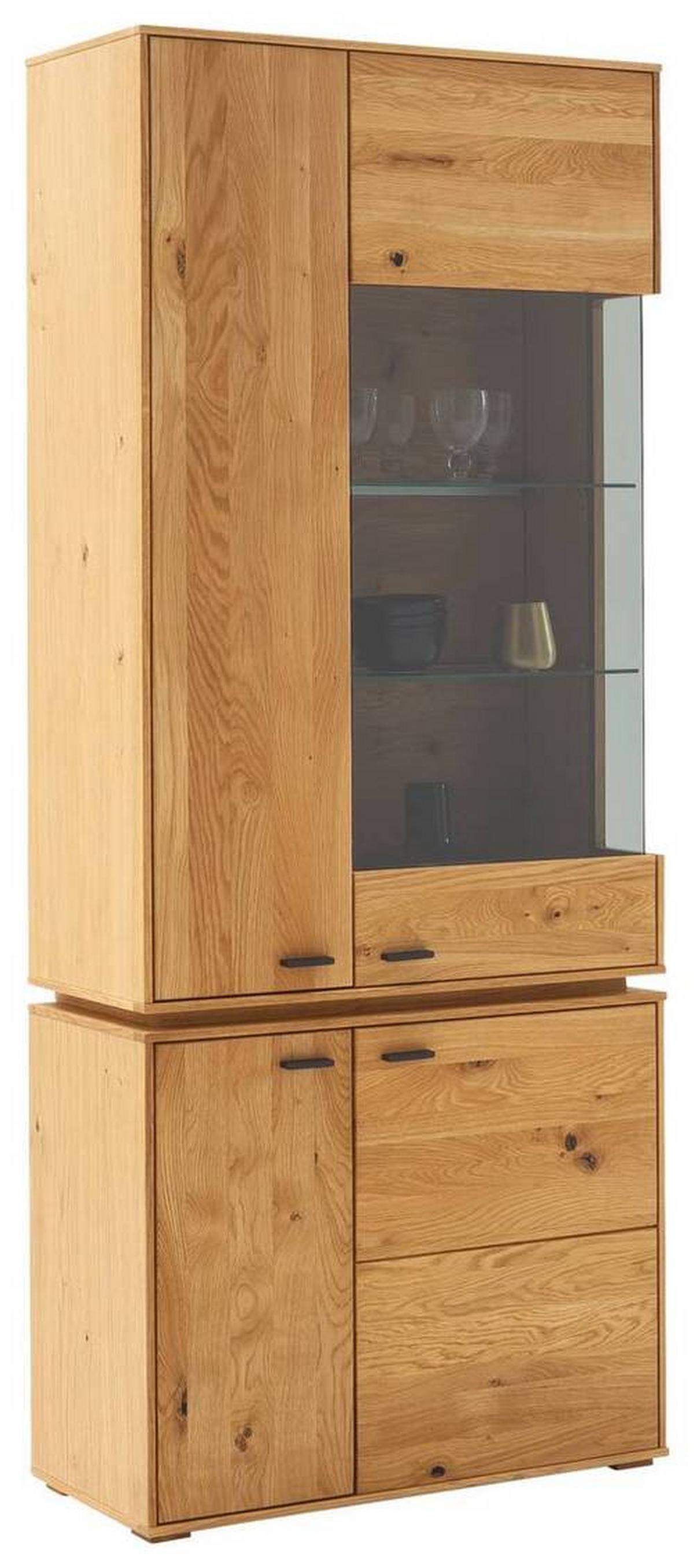 Vitrine Como B: 83 cm mit Beleuchtung Eichefarben - Wildeiche, Natur, Glas/Holz (83/202/38cm) - MID.YOU