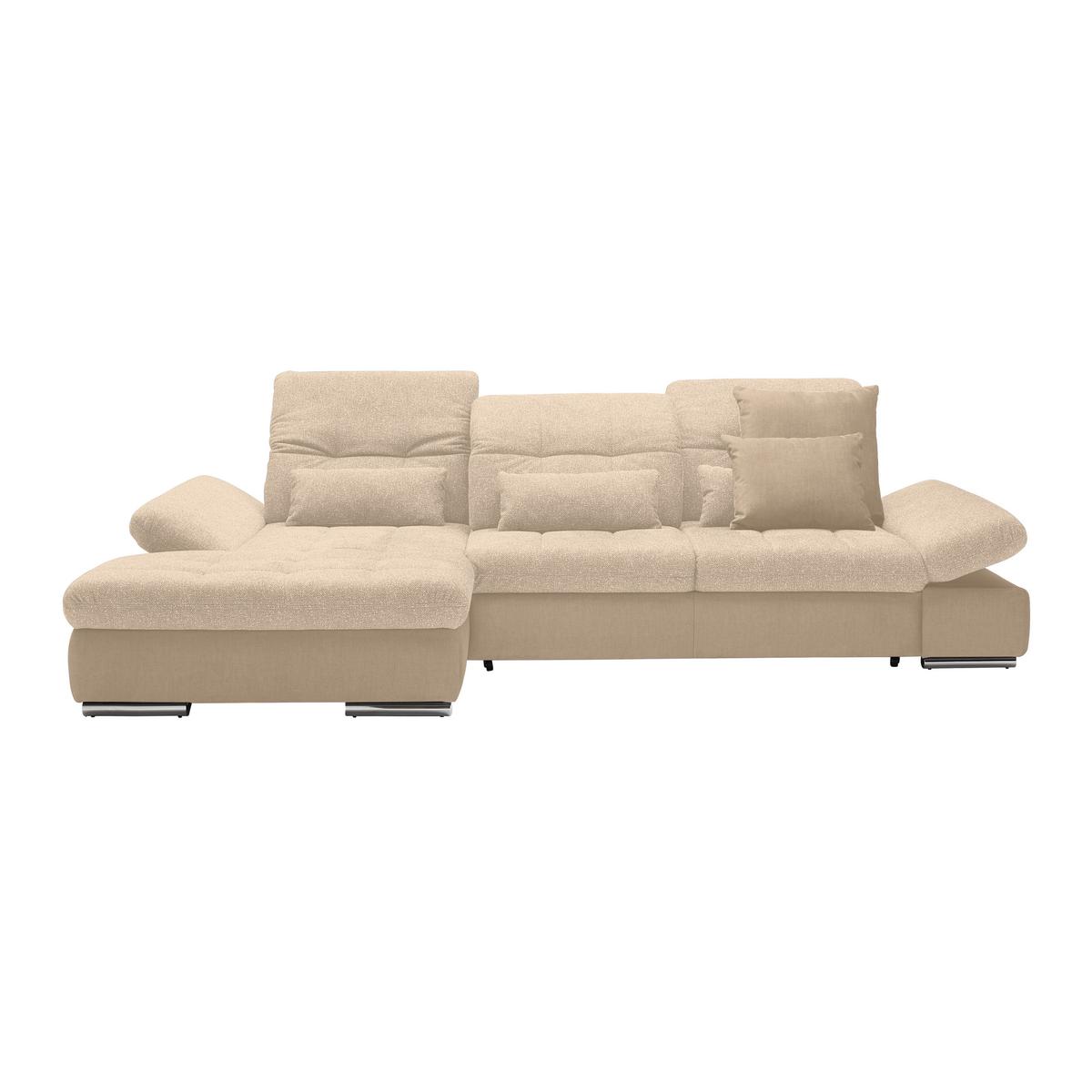 Rohová sedačka SANFINO, levá, béžová - barvy chromu/béžová, Konvenční, kov/dřevo (199/79-96/305cm) - Premium Living