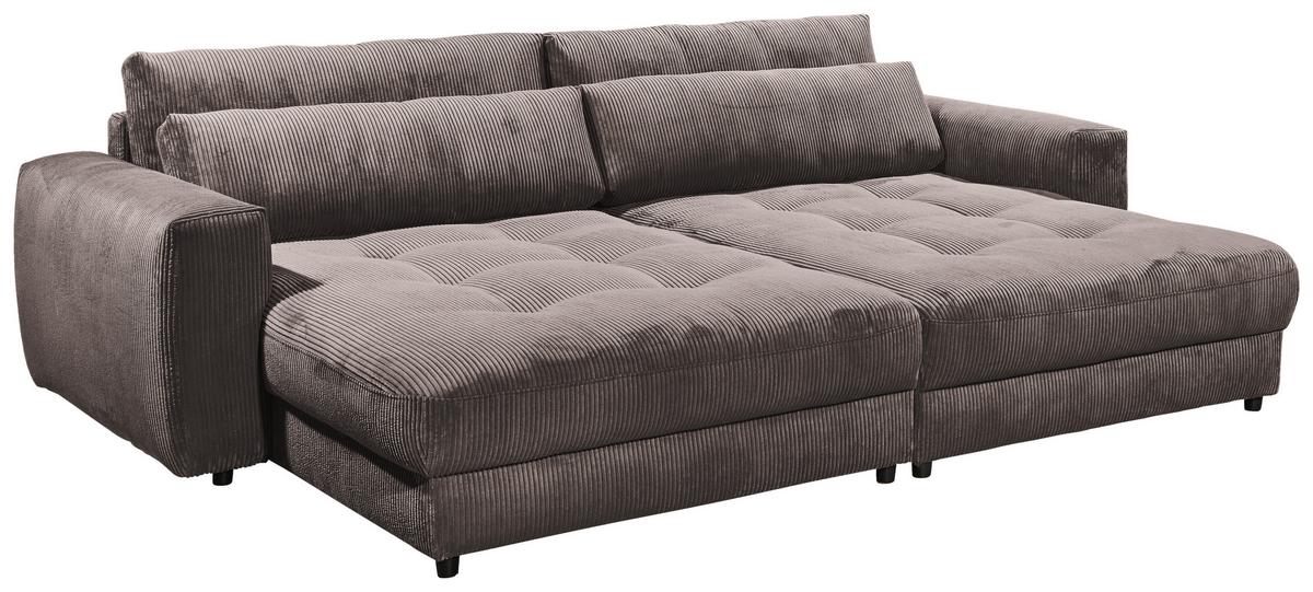 Big Sofa Barura Loveseat Mokka Cord - Schwarz/Mokka, KONVENTIONELL, Holzwerkstoff/Textil (292/90/194cm) - MID.YOU
