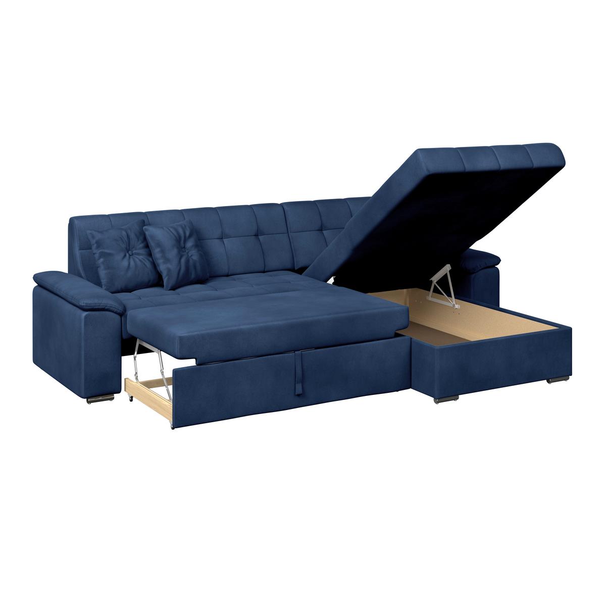 Ecksofa Bali blau, 208x120cm - Blau, Trend, Textil (257/167cm) - Livetastic