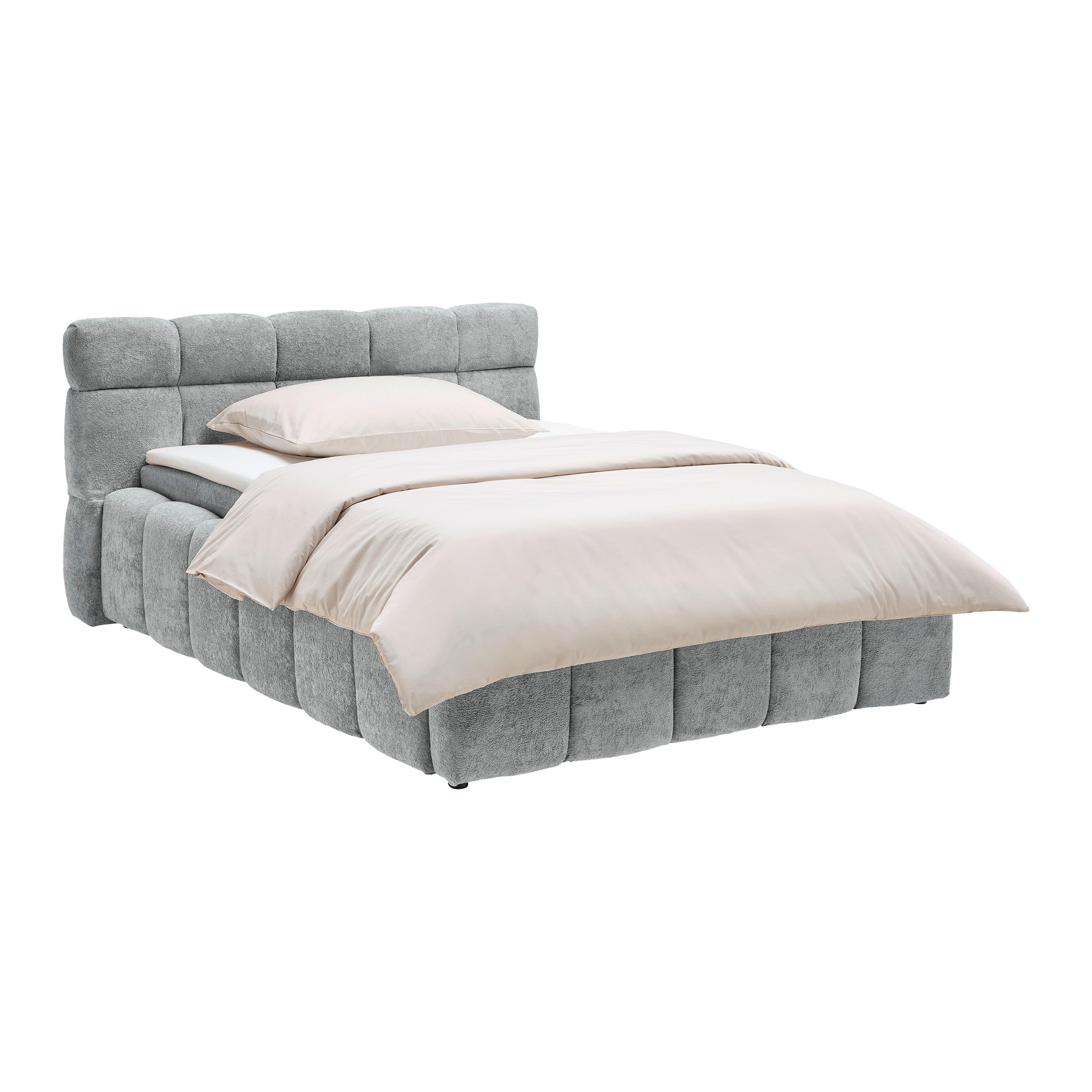 Čalúnená posteľ MONTE 140x200, sivá - čierna/sivá, Konventionell, textil/plast (140/200cm) - Based
