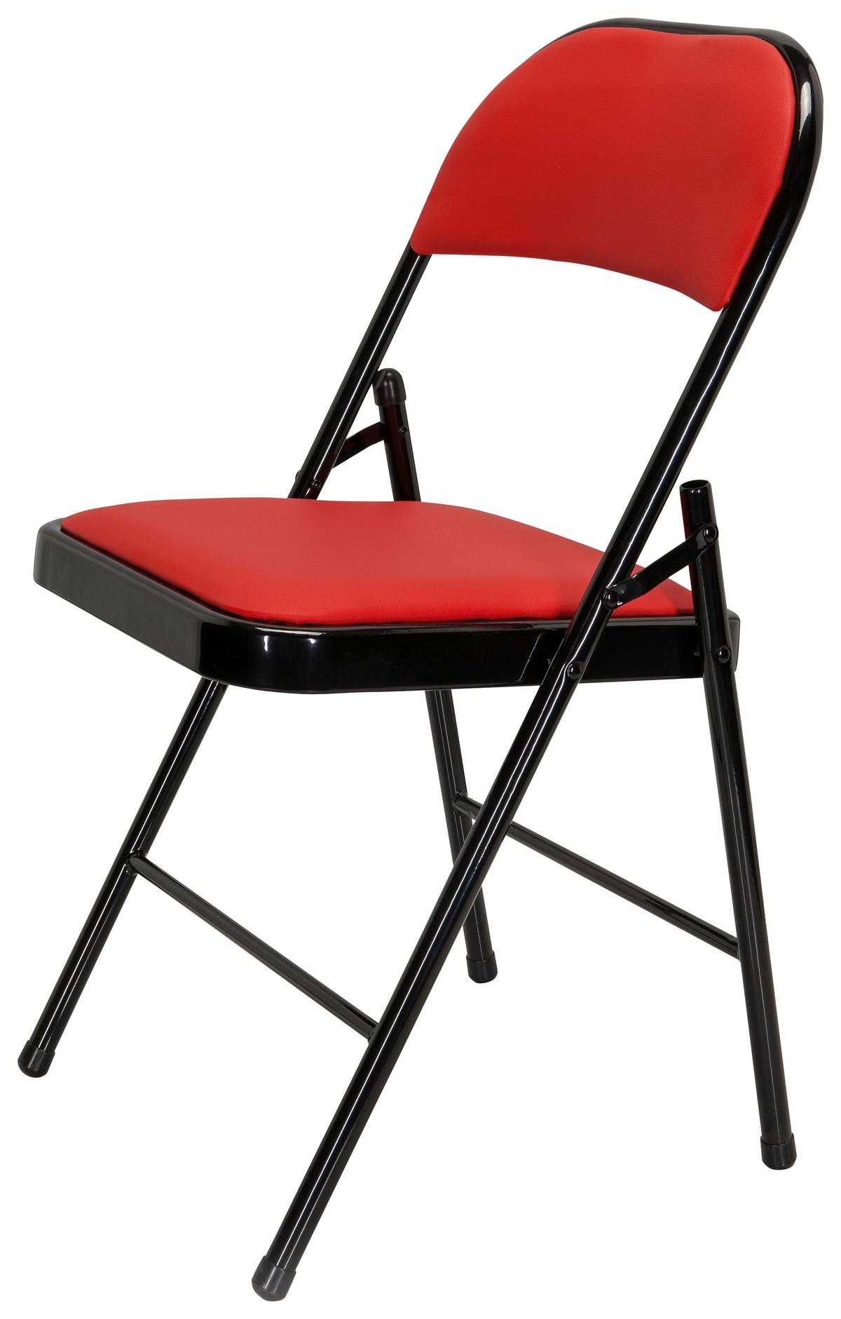 Klappstuhl Tudela Pu Rot/schwarz Lederlook - Rot/Schwarz, Basics, Textil/Metall (44/80/49cm) - MID.YOU