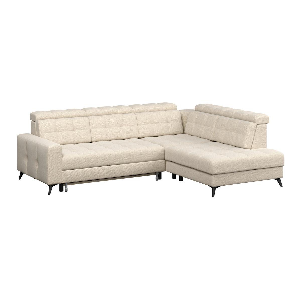 Ecksofa Barletta New Velours Beige, 289x228cm - Beige/Schwarz, ROMANTIK / LANDHAUS, Textil (289/228cm) - Luca Bessoni