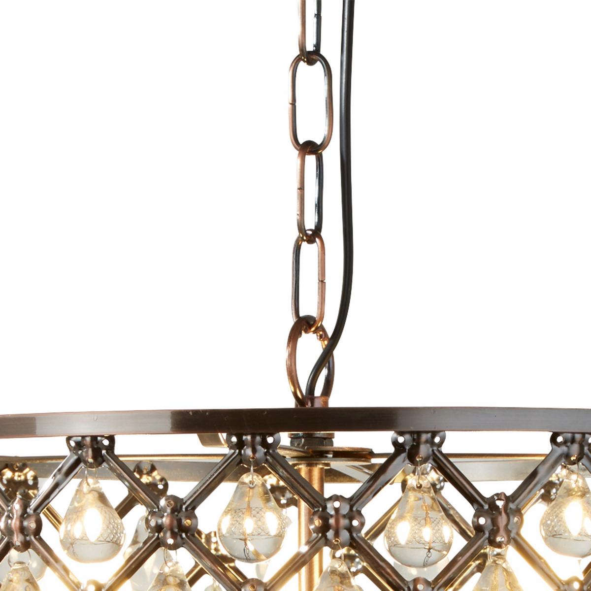 Hängeleuchte Marquise H: 100 Cm, 3-Flammig Höhenverstellbar - Kupferfarben, LIFESTYLE, Glas/Metall (38/100cm)