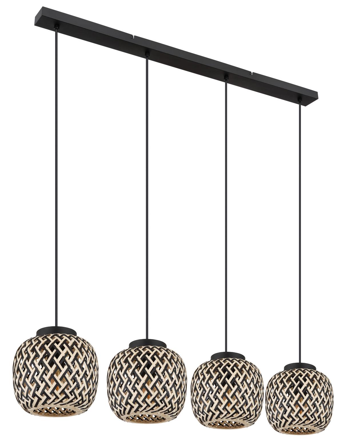 Hängeleuchte 15766-4h Colly - Schwarz/Naturfarben, Natur, Naturmaterialien/Kunststoff (100/20/120cm) - Globo