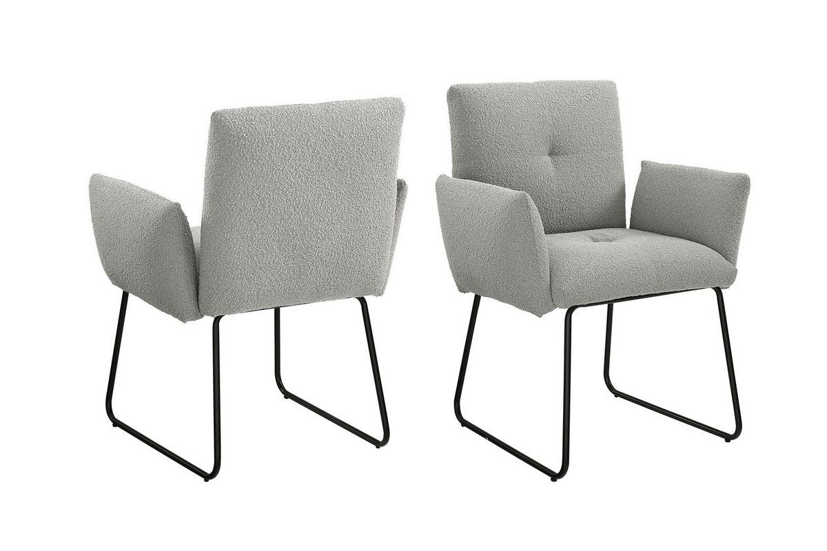 Armlehnstuhl Hellgrau B: 73,5 cm - Hellgrau/Schwarz, MODERN, Textil/Metall (73,5/87/64,5cm) - Livetastic