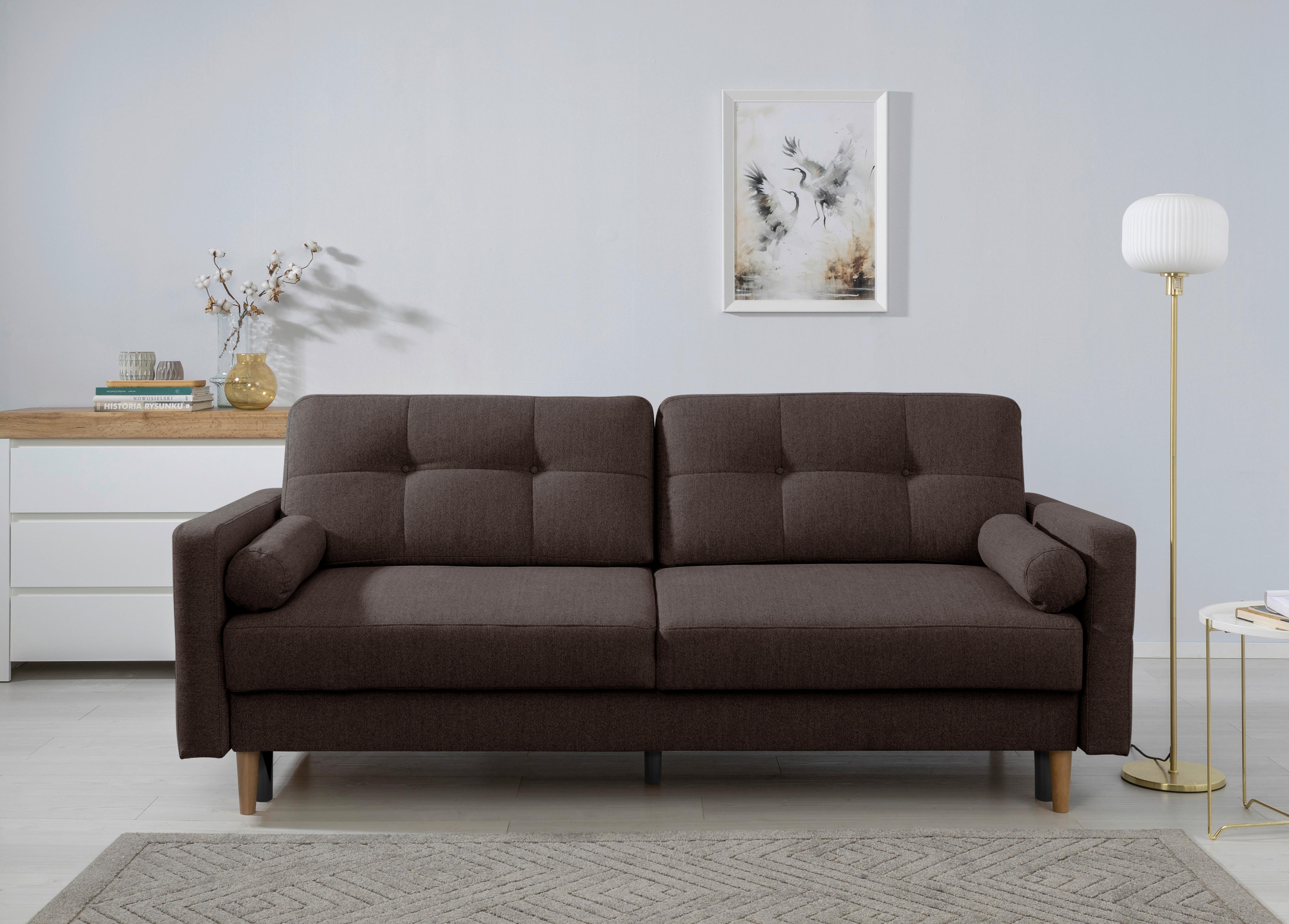 Schlafsofa Noret, Grau B: 222 Cm - Buchefarben/Grau, Design, Textil (222/93/99cm) - MID.YOU