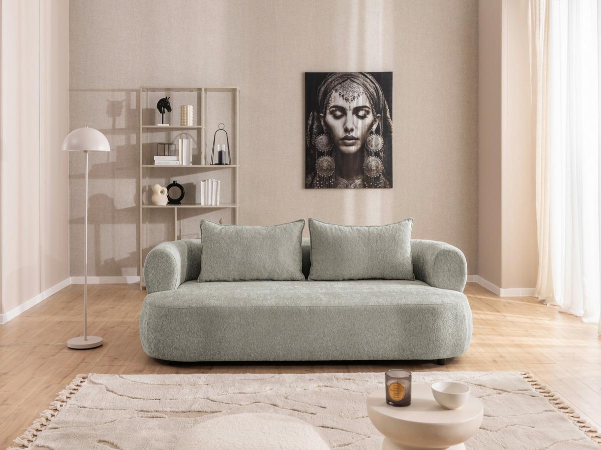 3-Sitzer-Sofa Ferro Hellgrau B: 200 cm - Hellgrau/Schwarz, Design, Textil (200/76/96cm) - Livetastic