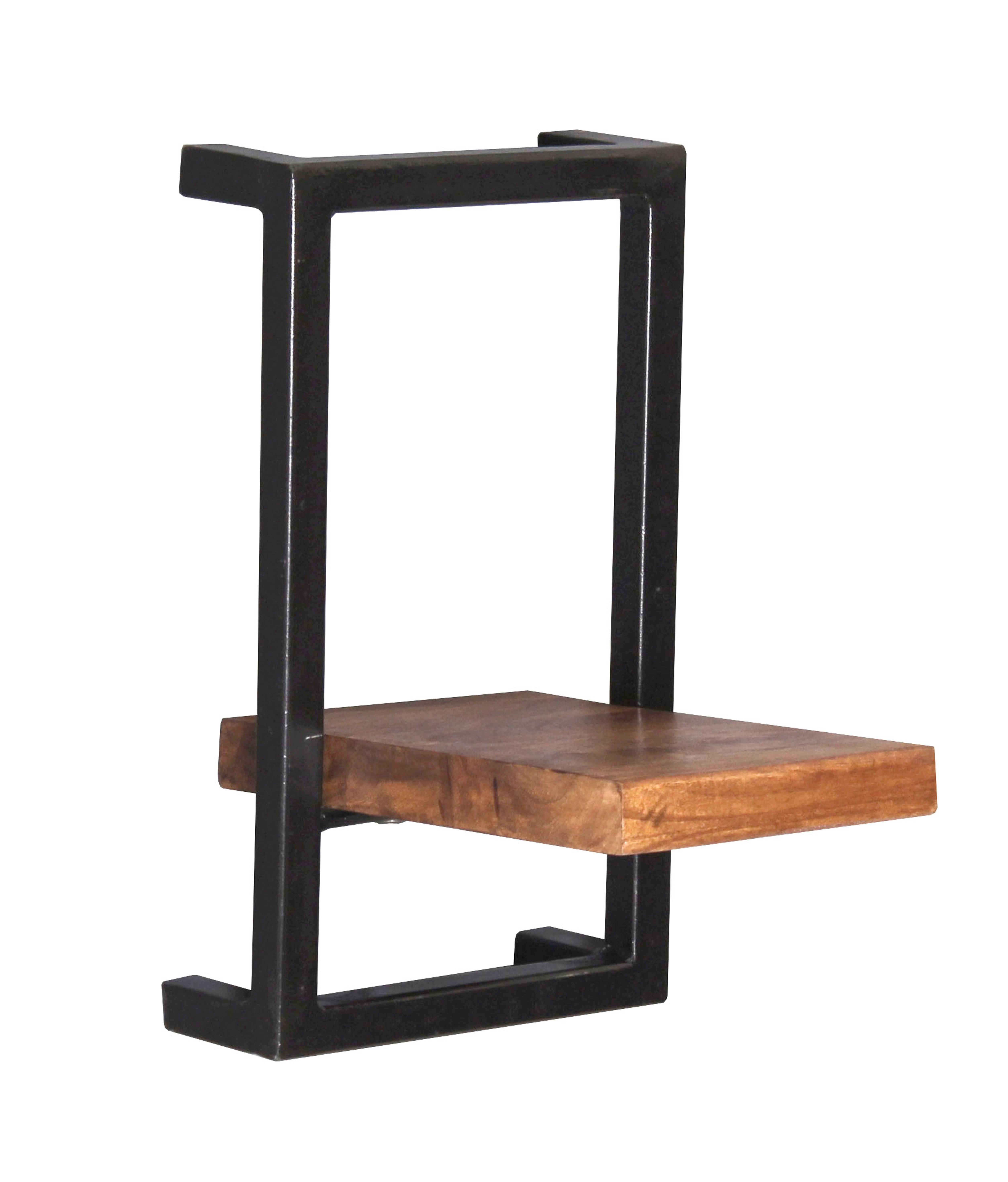 Wandregal Mangoholz/Schwarz B: 20cm - Schwarz/Naturfarben, Design, Holz/Metall (20/35/25cm) - MID.YOU