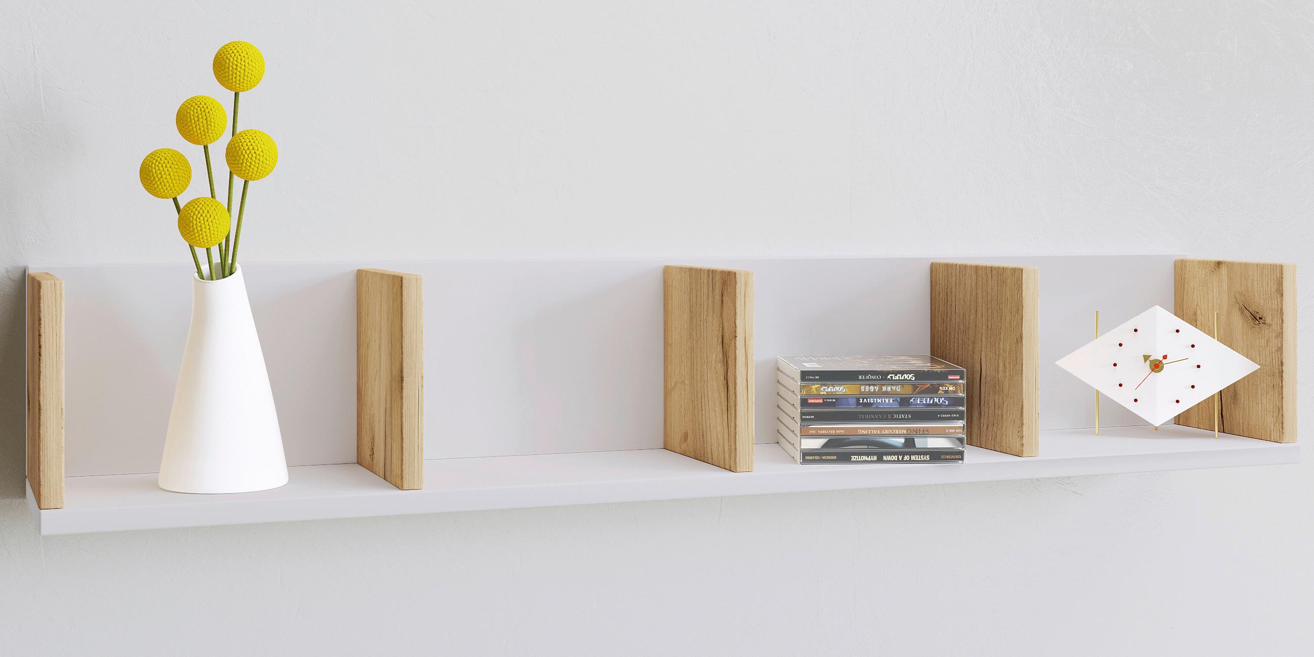 Wandregal Honsa Weiß, Honigeiche Dekor B: 97cm - Honigeiche/Weiß, Design, Holzwerkstoff (97/17/17cm) - MID.YOU