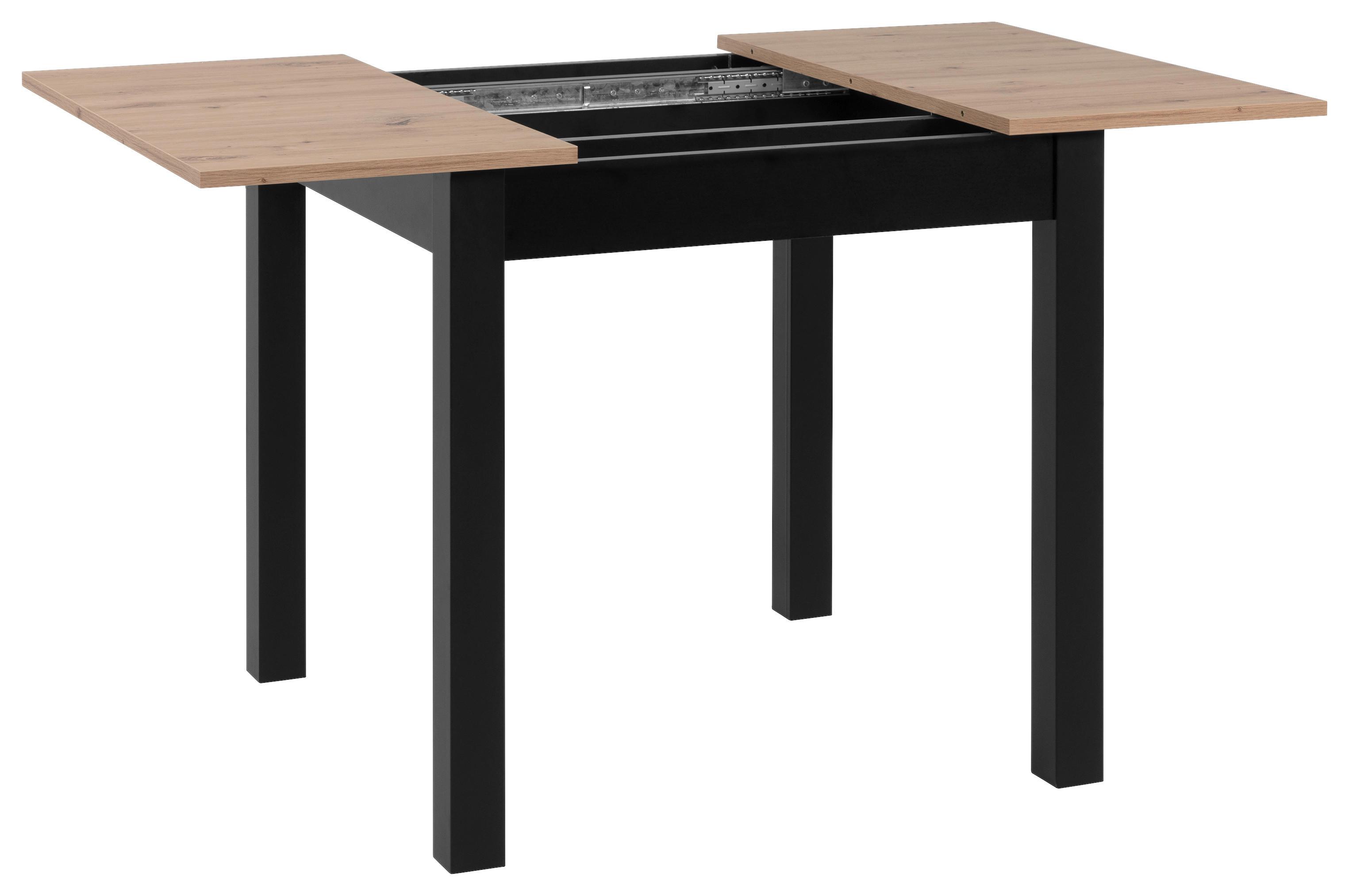 Esstisch quadratisch COBURG aus Holz Dekor in Eiche und Schwarz ausziehbar