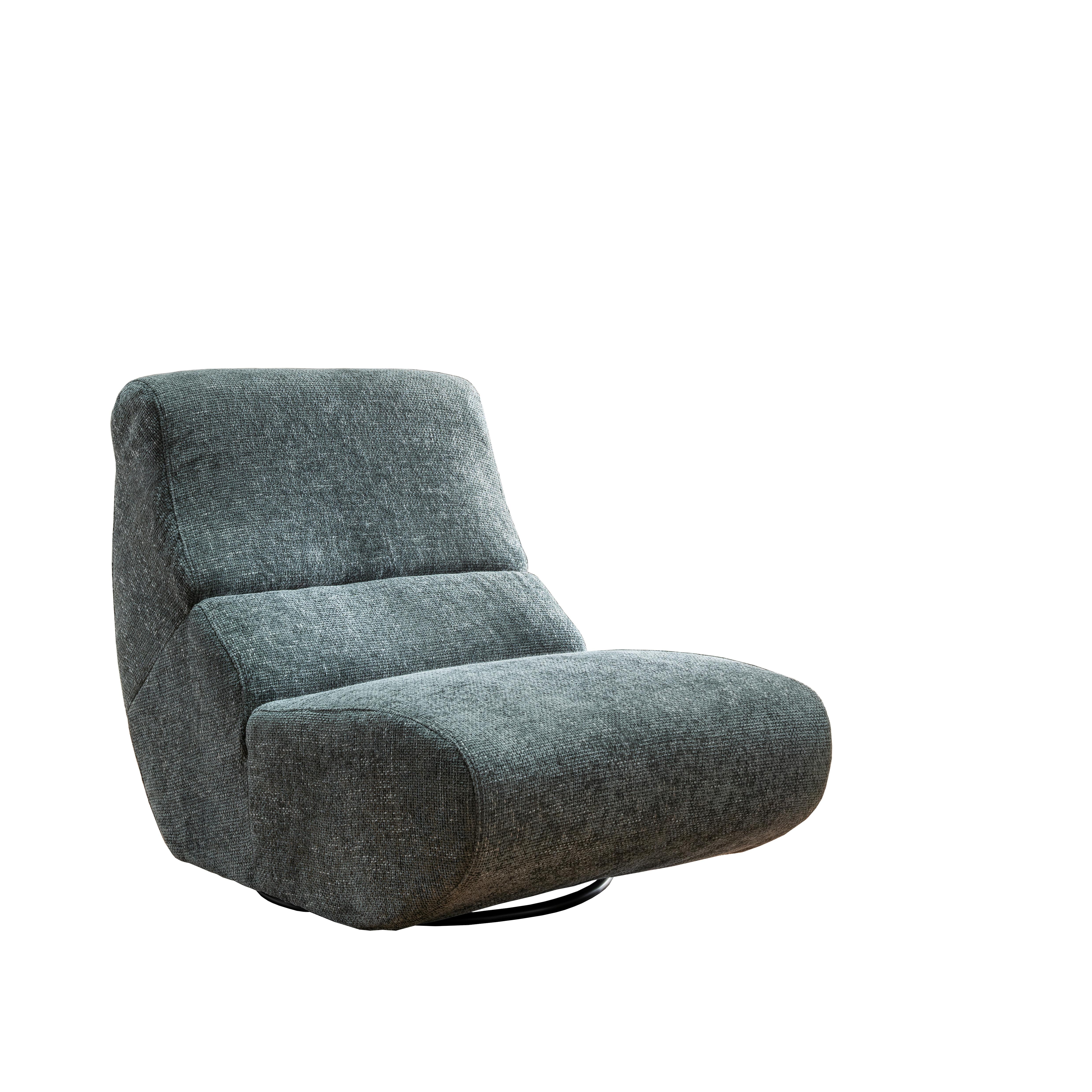 Sessel Lucera Blaugrau 360° drehbar, B: 74 cm - Blaugrau/Schwarz, Design, Textil (74/85/105cm) - Livetastic