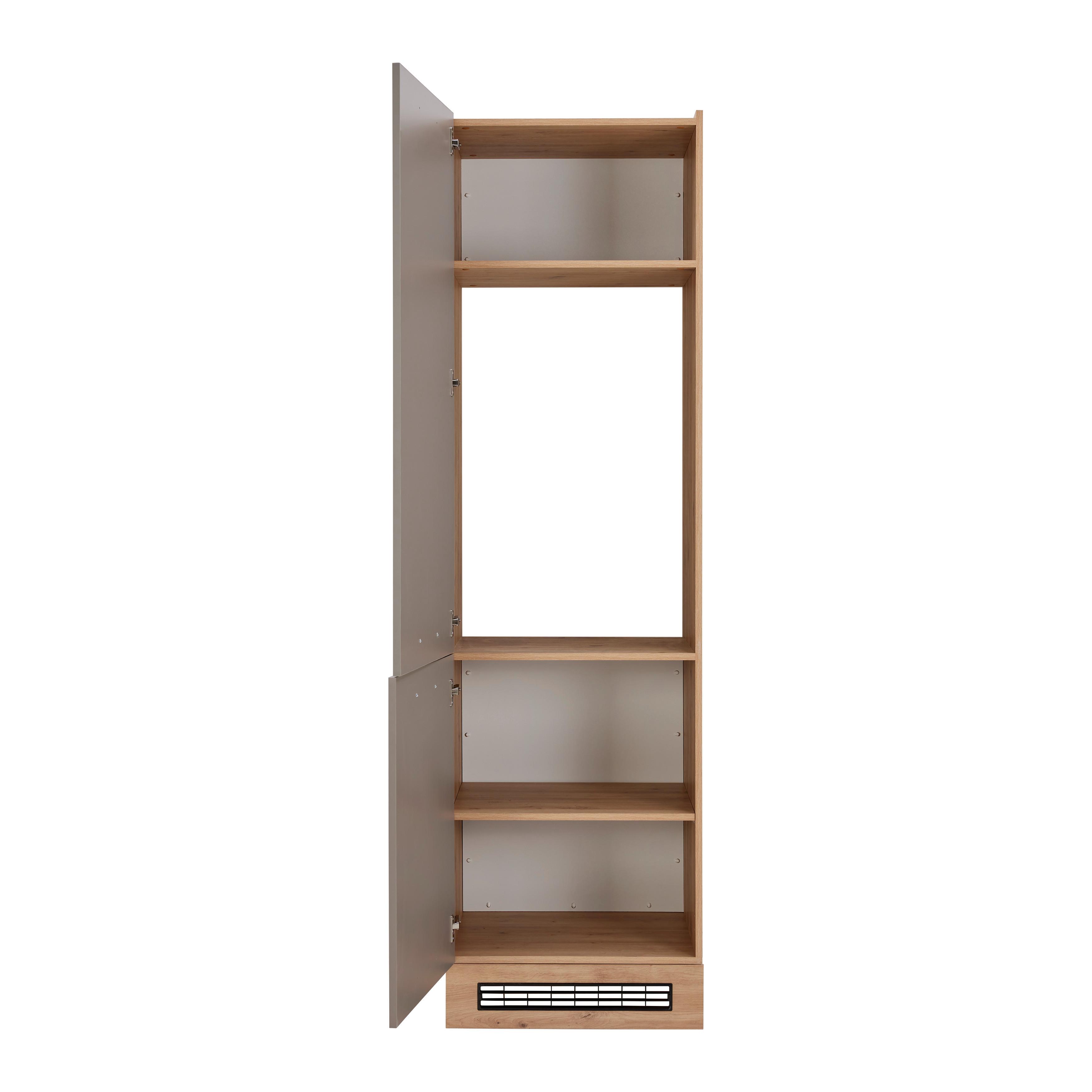 Skrinka na vstavané spotrebiče LINZ, bez spotrebičov - čierna/sivá, Modern, kov/kompozitné drevo (60/211/57cm)