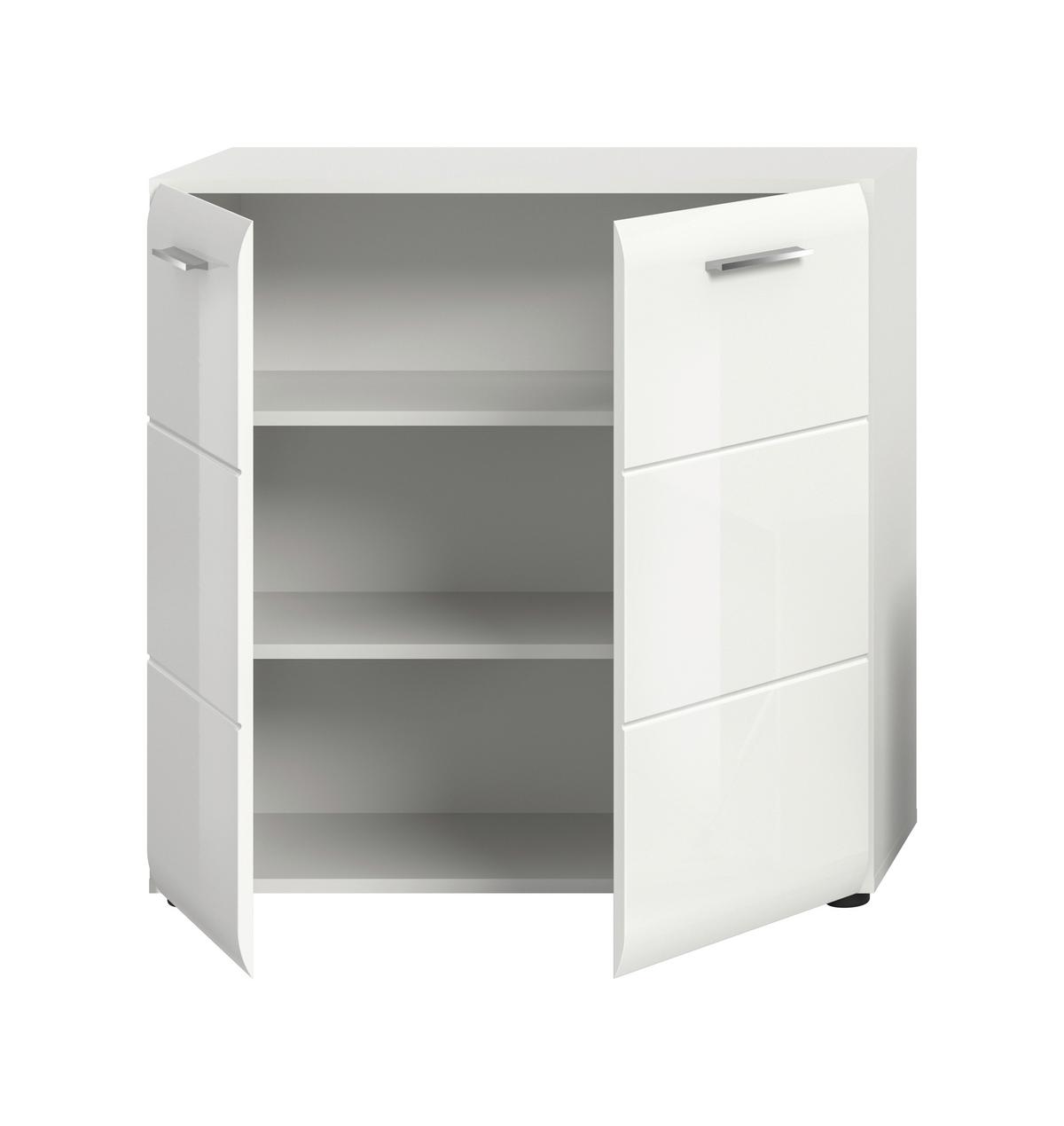 Sideboard Ice Weiß/weiß Hochglanz B: 80 Cm - Weiß Hochglanz/Schwarz, Design, Holzwerkstoff (80/81/34cm) - Livetastic