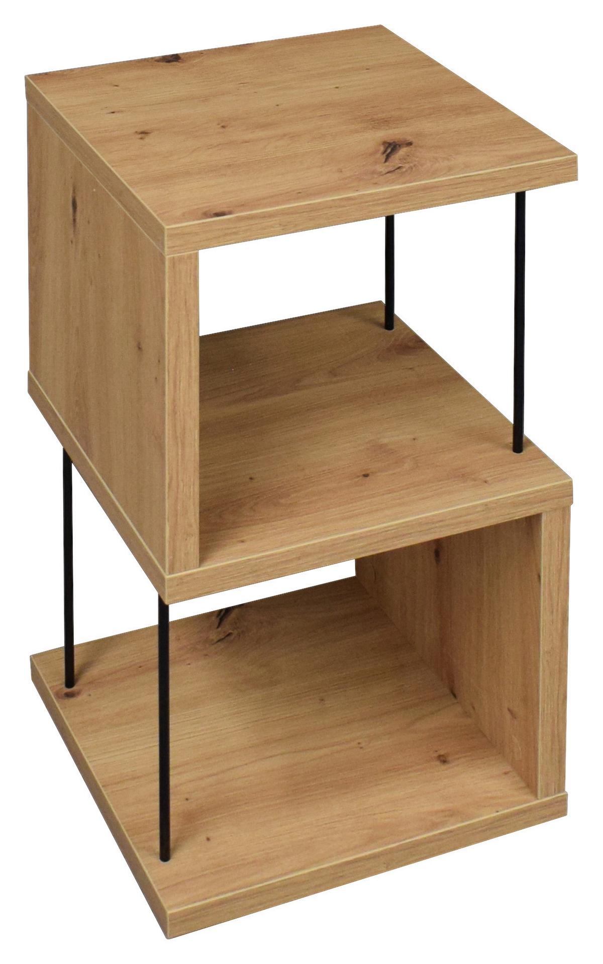 PRÍRUČNÝ STOLÍK STICKS - čierna/farba duba, Modern, kov/kompozitné drevo (33/65/33cm) - Mömax