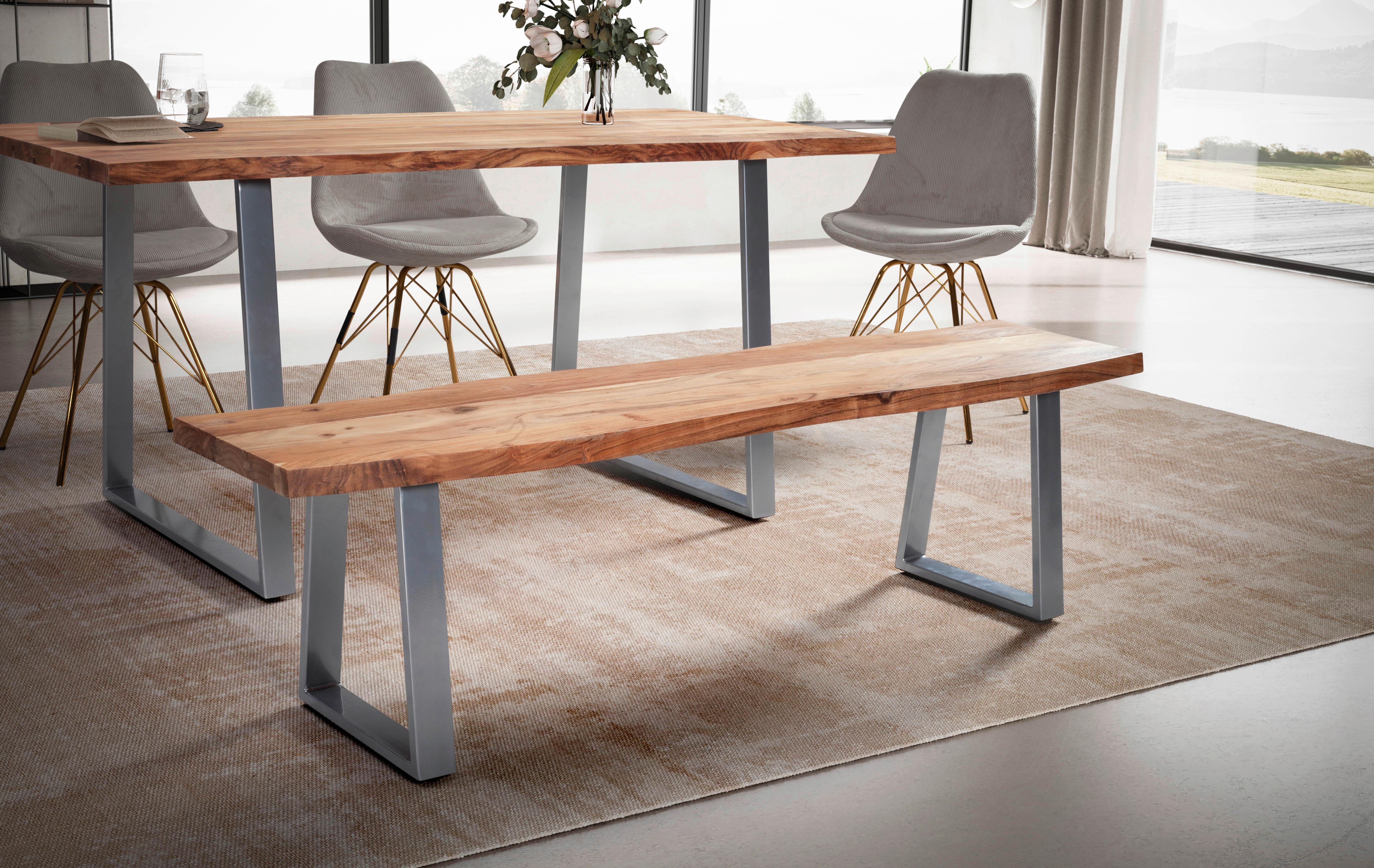 Sitzbank Wl7.296 - Chromfarben/Akaziefarben, MODERN, Holz (180/45,5/40cm) - MID.YOU