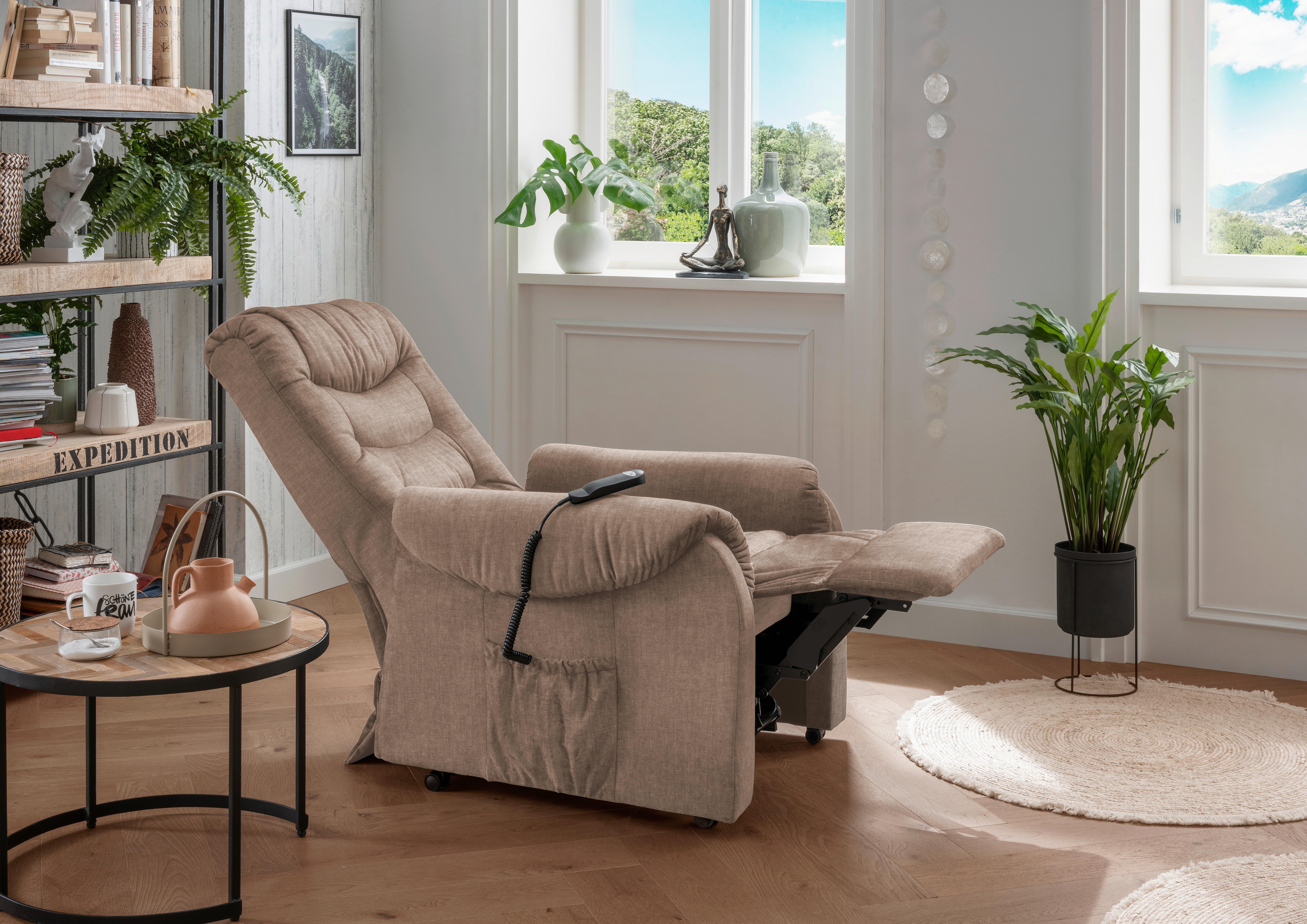 Fernsehsessel Nino Hellbraun B: 76 cm - Hellbraun/Schwarz, Design, Textil (76/106/94cm) - Livetastic