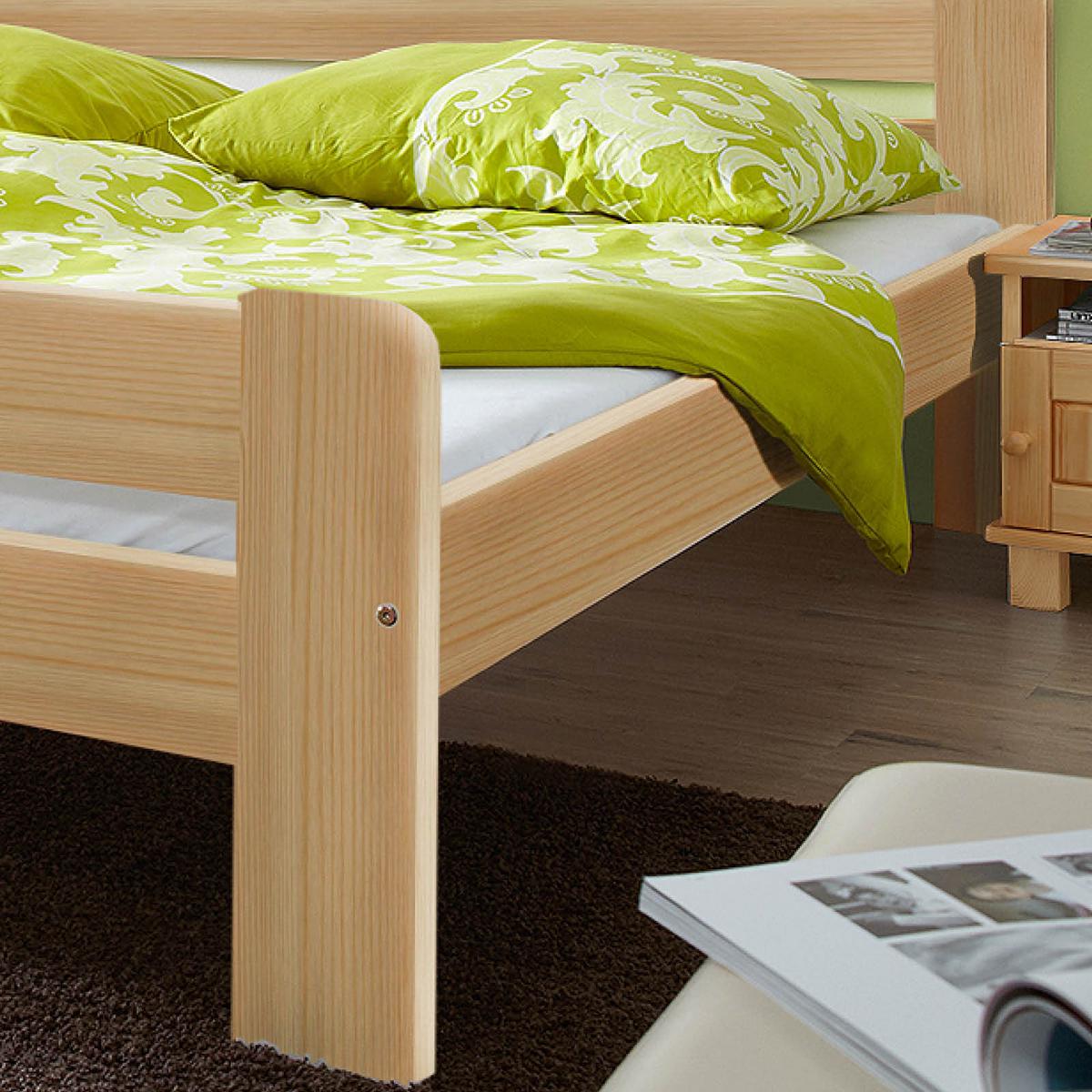 Bett Echtholz Massiv 140x200 Bert, Kiefer - Kieferfarben, MODERN, Holz (140/200cm) - MID.YOU