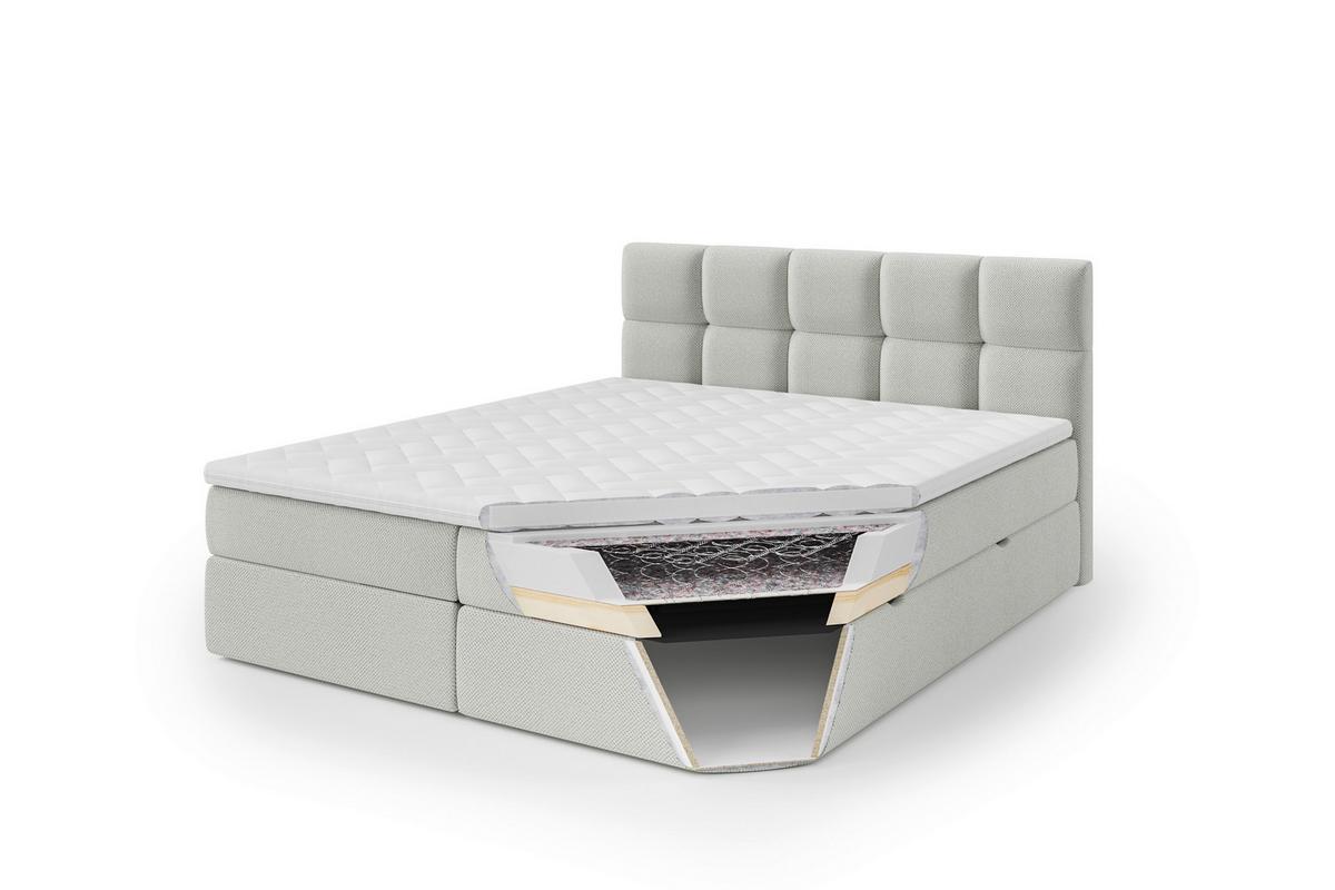 Boxspringbett mit Topper Mit Bettkasten 160x200cm Lorie - Dunkelgrau/Grau, LIFESTYLE, Holz/Holzwerkstoff (160/200cm) - Livetastic